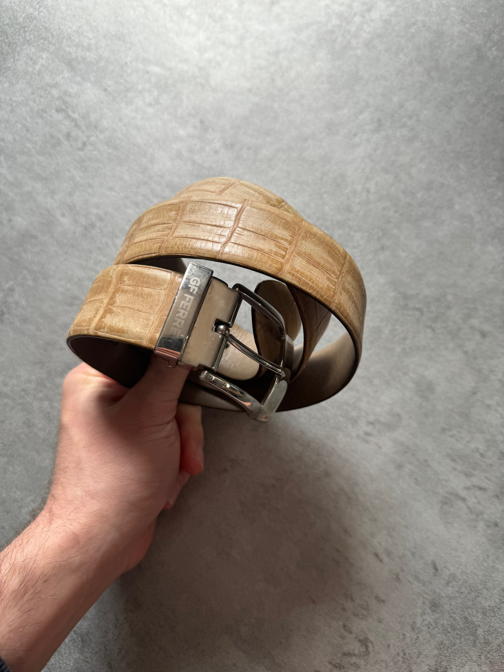 2000s Gianfranco Ferré Beige Leather Belt (OS) - 5