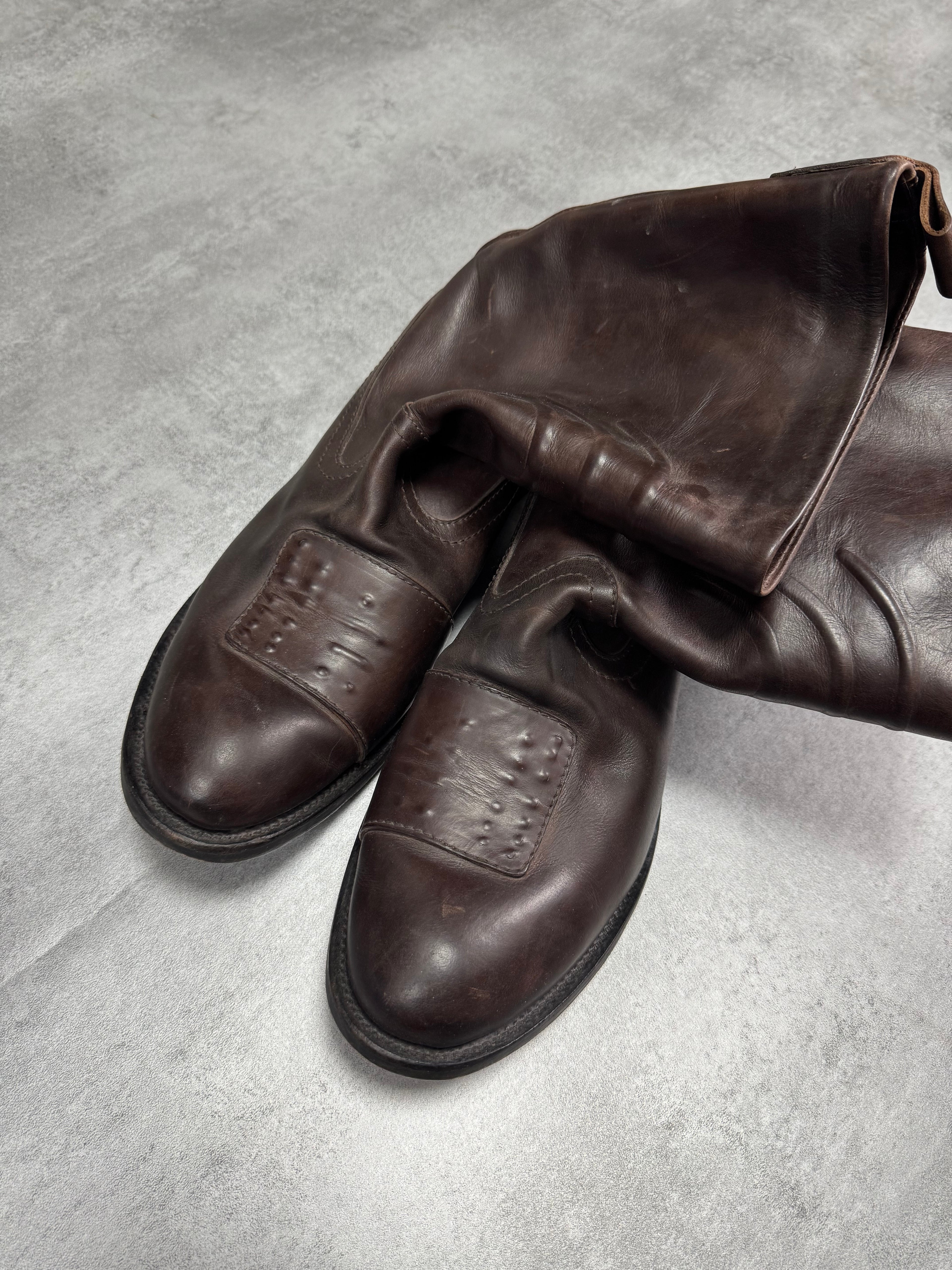 2000s Marithé + François Girbaud Biker Brown Leather Boots