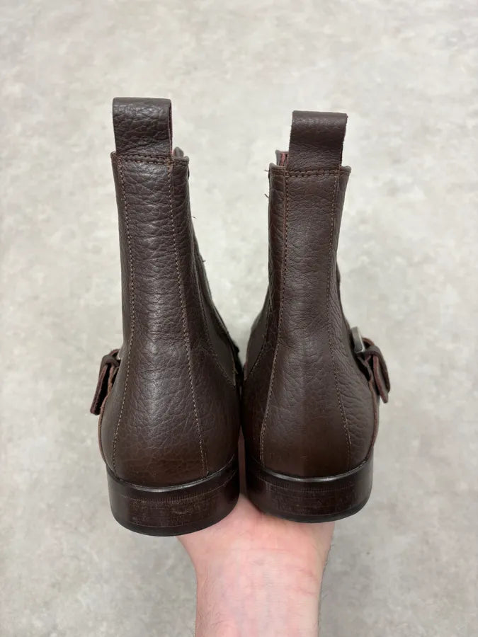 2000s Dolce & Gabbana Brown Ankle Leather Boots yozAuVu 6