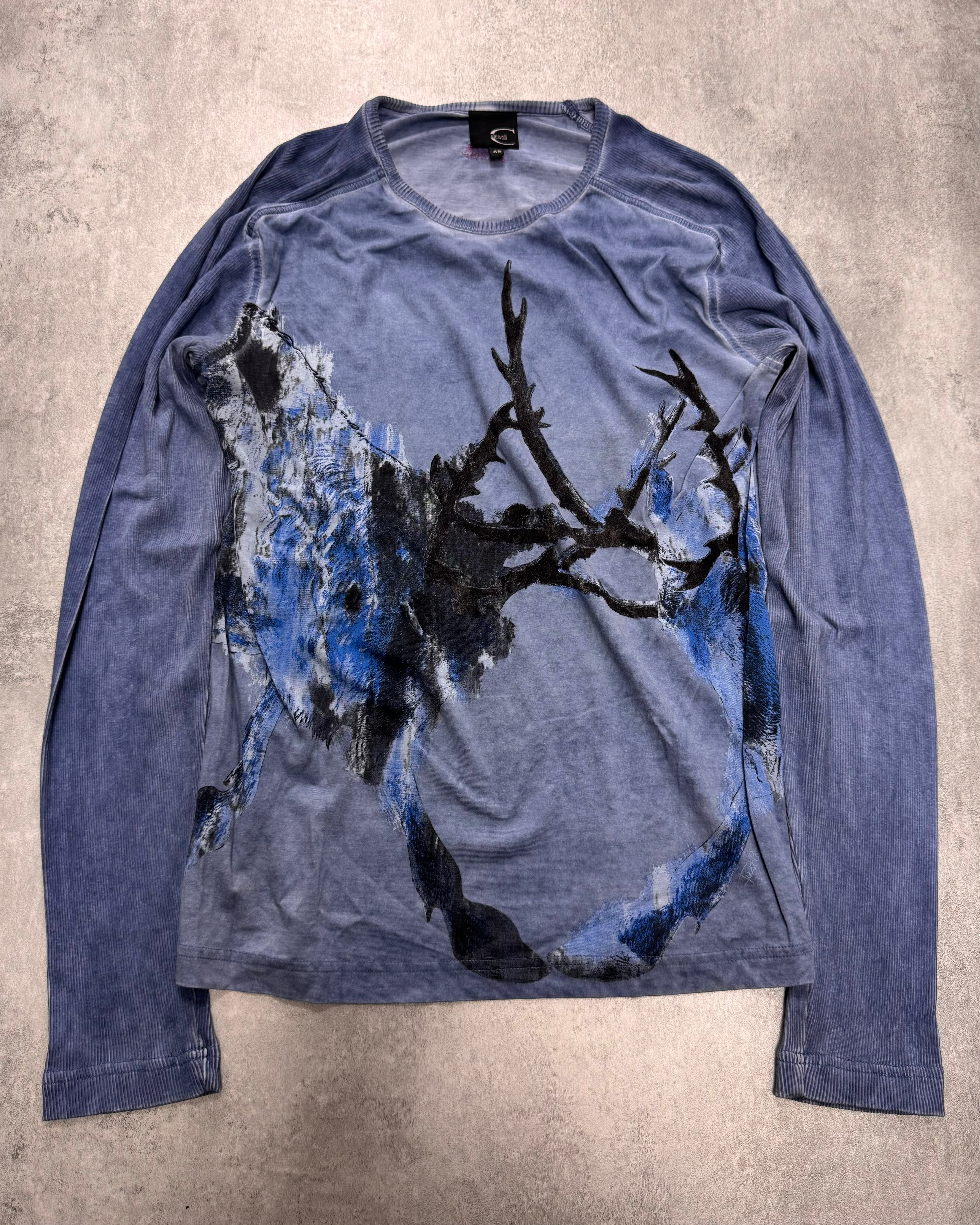 2000s Cavalli Fighting Deers Painting Longsleeves