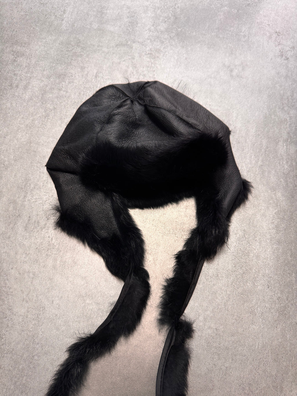 2010s Emporio Armani Black Rabbit Fur Chapka