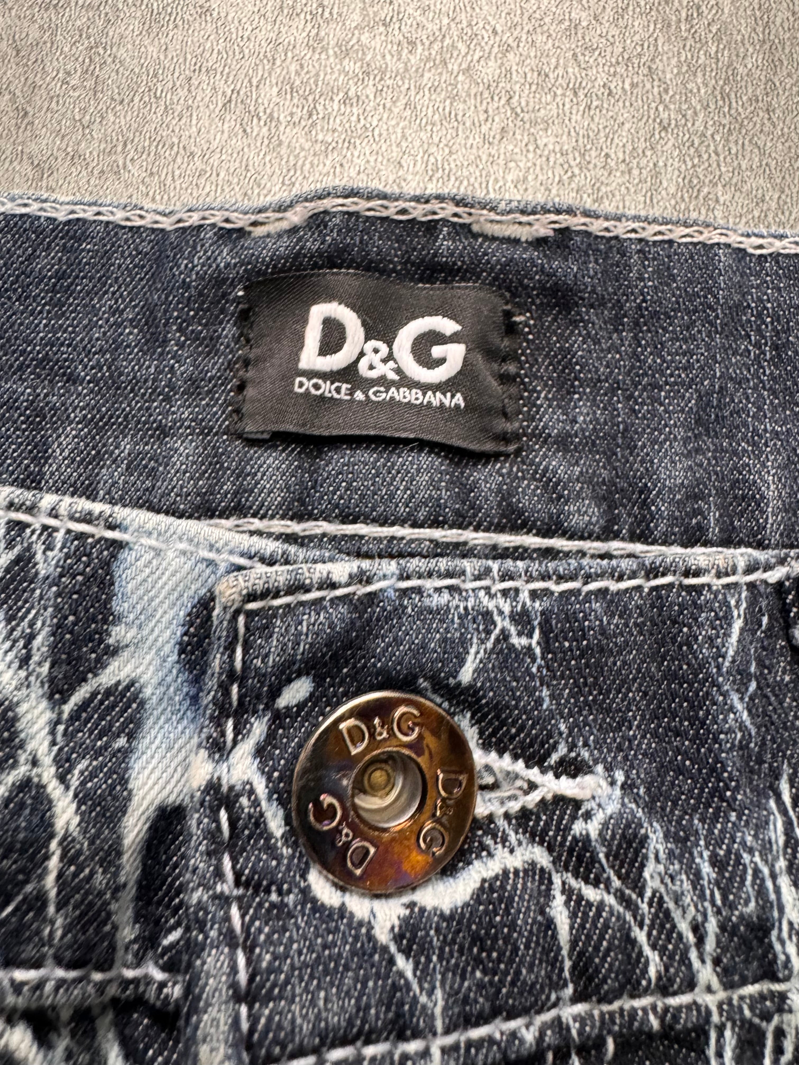 2000s Dolce & Gabbana Spiderweb Denim Jeans