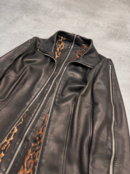 SS2003 Dolce & Gabbana Multi-Zip Biker Leather Jacket (XS/S)