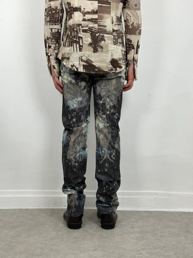 2000s Diesel Contemporary Full Splash Painted Effect Pants XzXQgJO 1