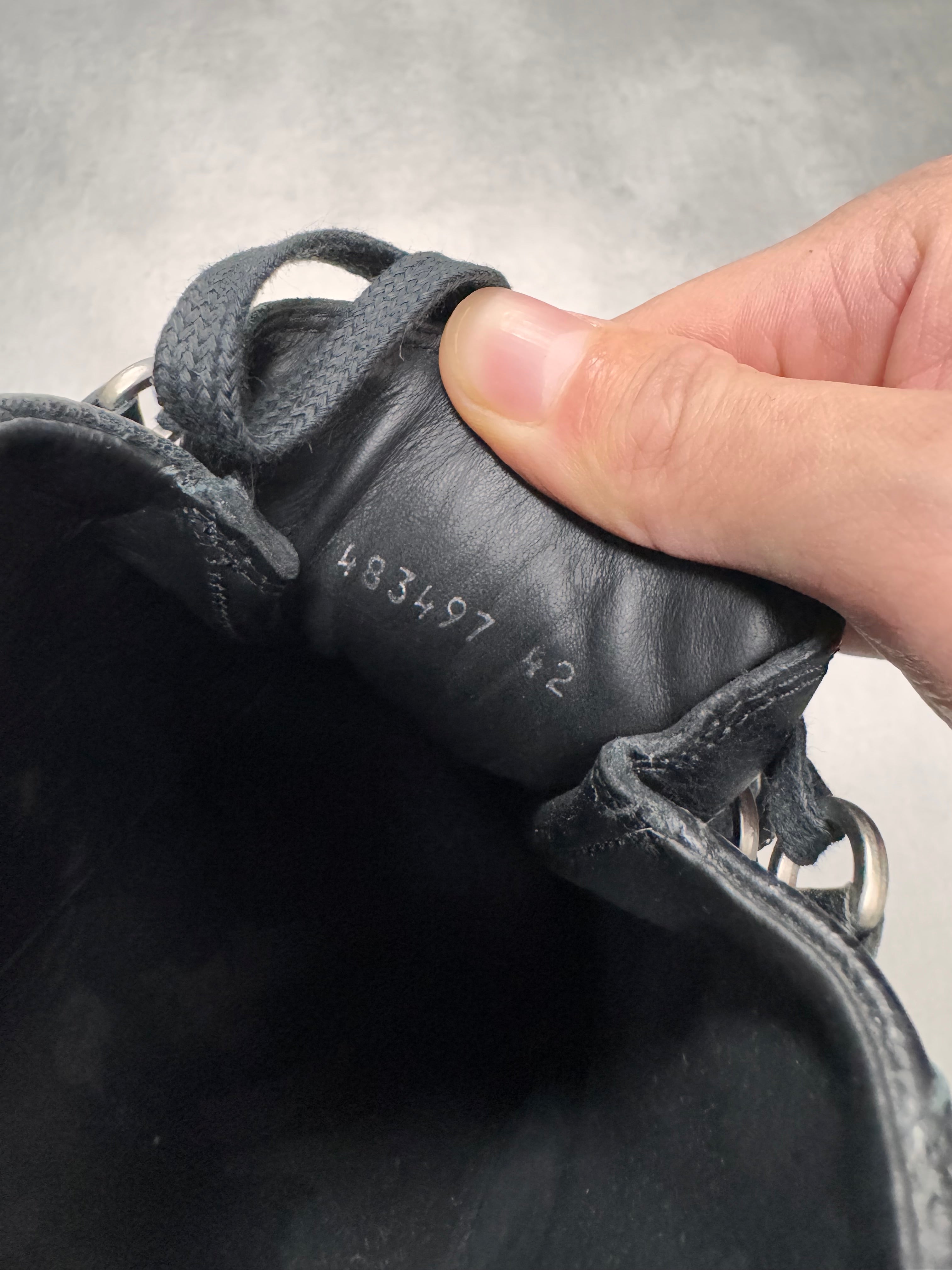 Balenciaga Arena High Black Cracked Leather Sneakers