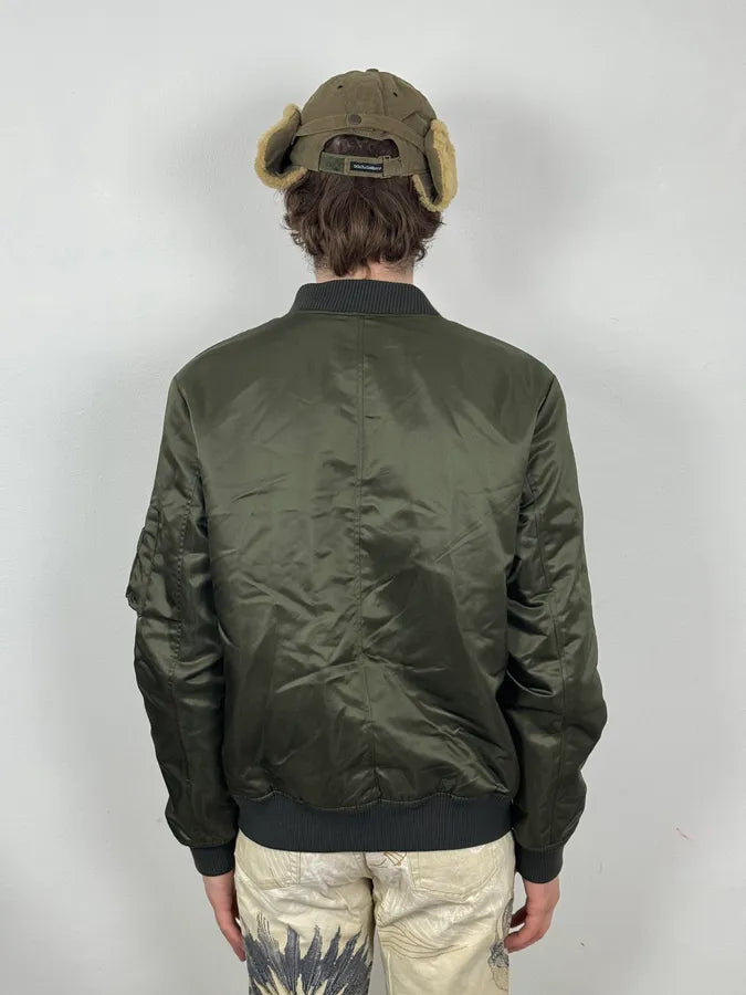 A.P.C. Dark Satin Green Bomber Jacket QLAADvP 2