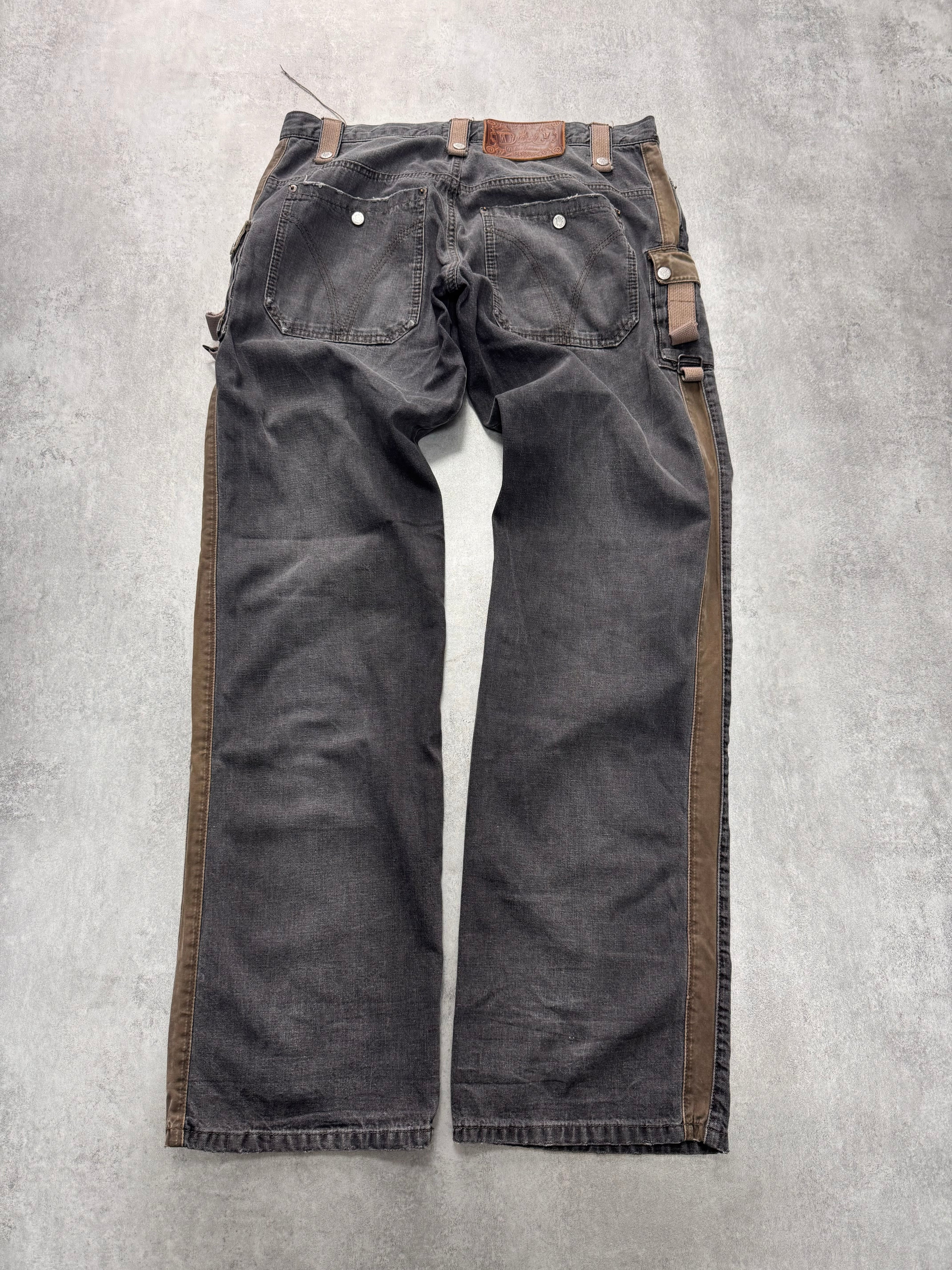 AW2004 Dolce & Gabbana Military Harness Cargo Grey Denim Jeans