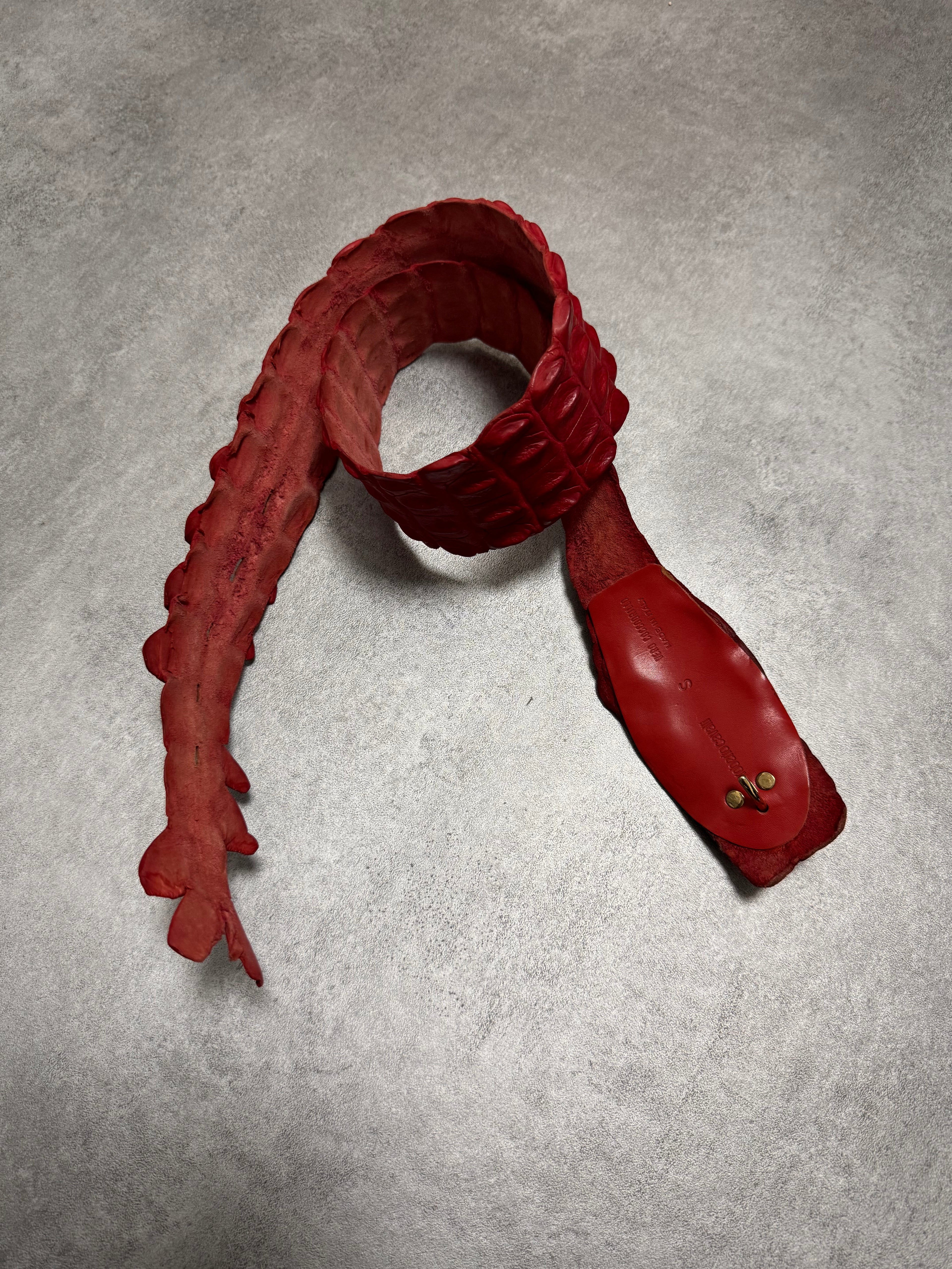 SS2005 Roberto Cavalli Blood Red Crocodile Leather Belt (OS)