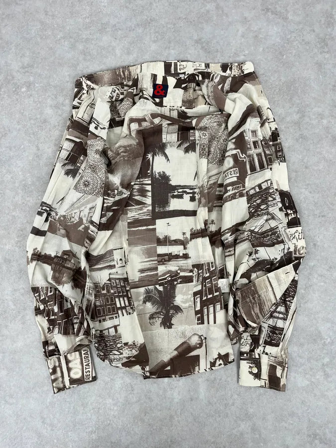 1990s Dolce & Gabbana Brown & White Photography Shirt NYBlMYl 7