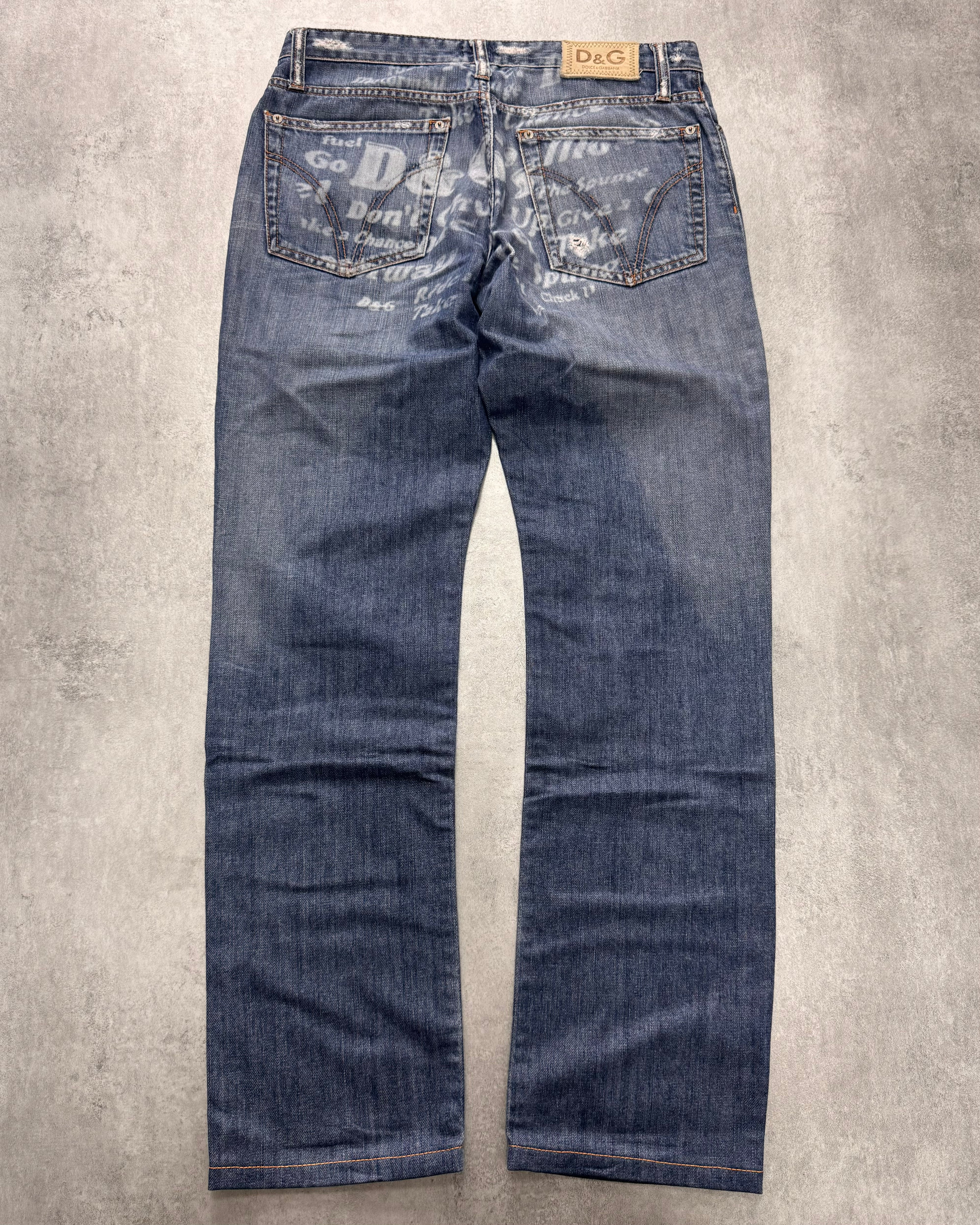 AW2004 Dolce & Gabbana Back Poem Denim Jeans