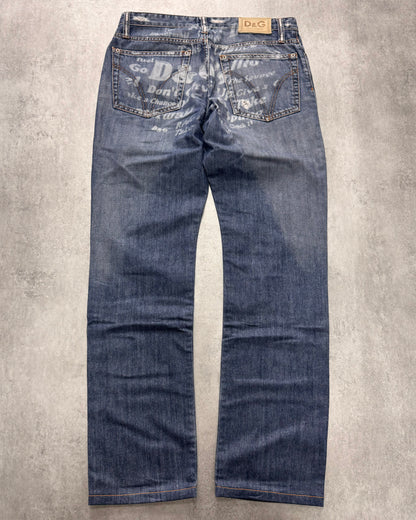 AW2004 Dolce & Gabbana Back Poem Denim Jeans (M)