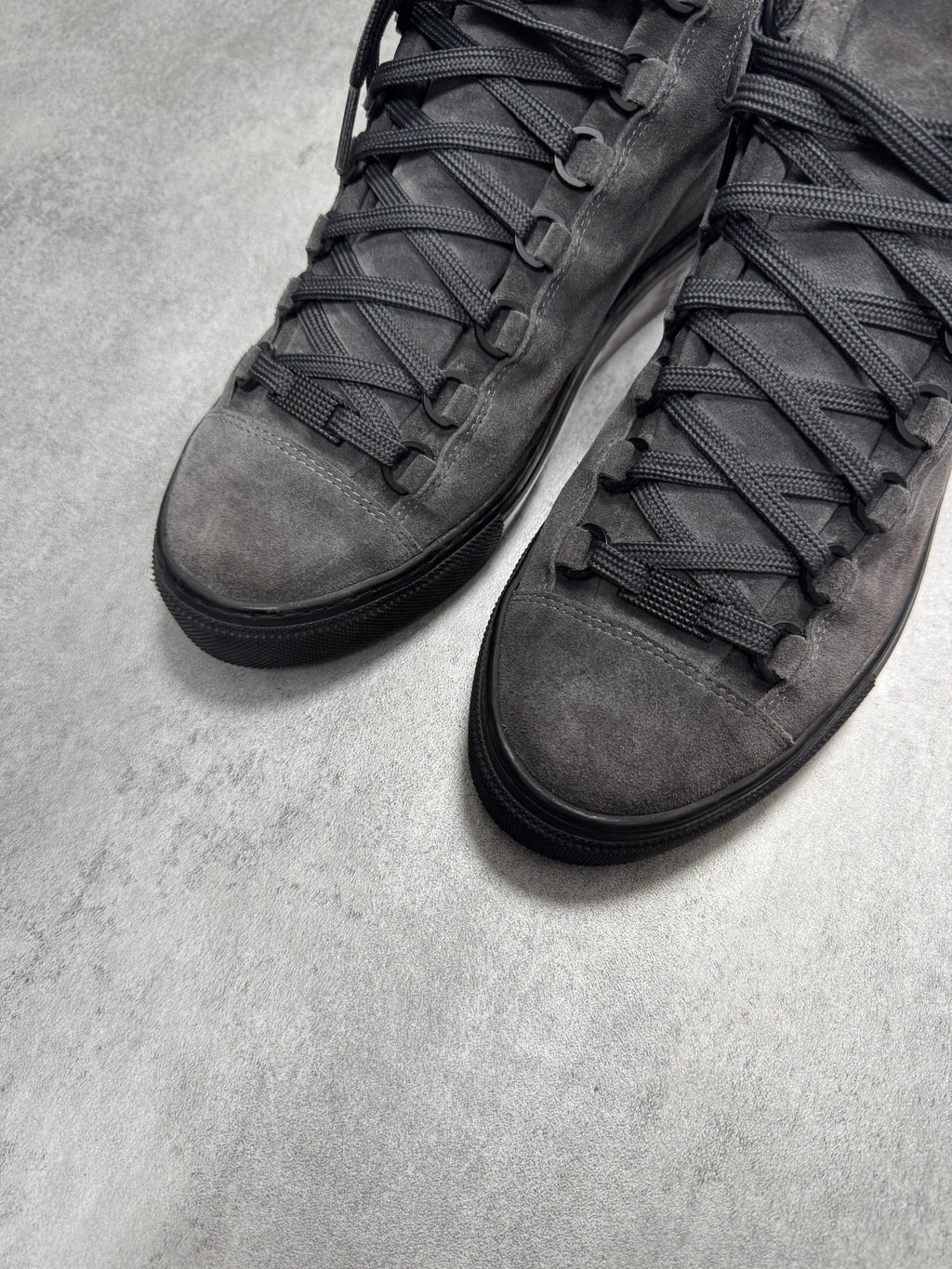 Balenciaga Arena High Dark Grey Suede Leather Sneakers