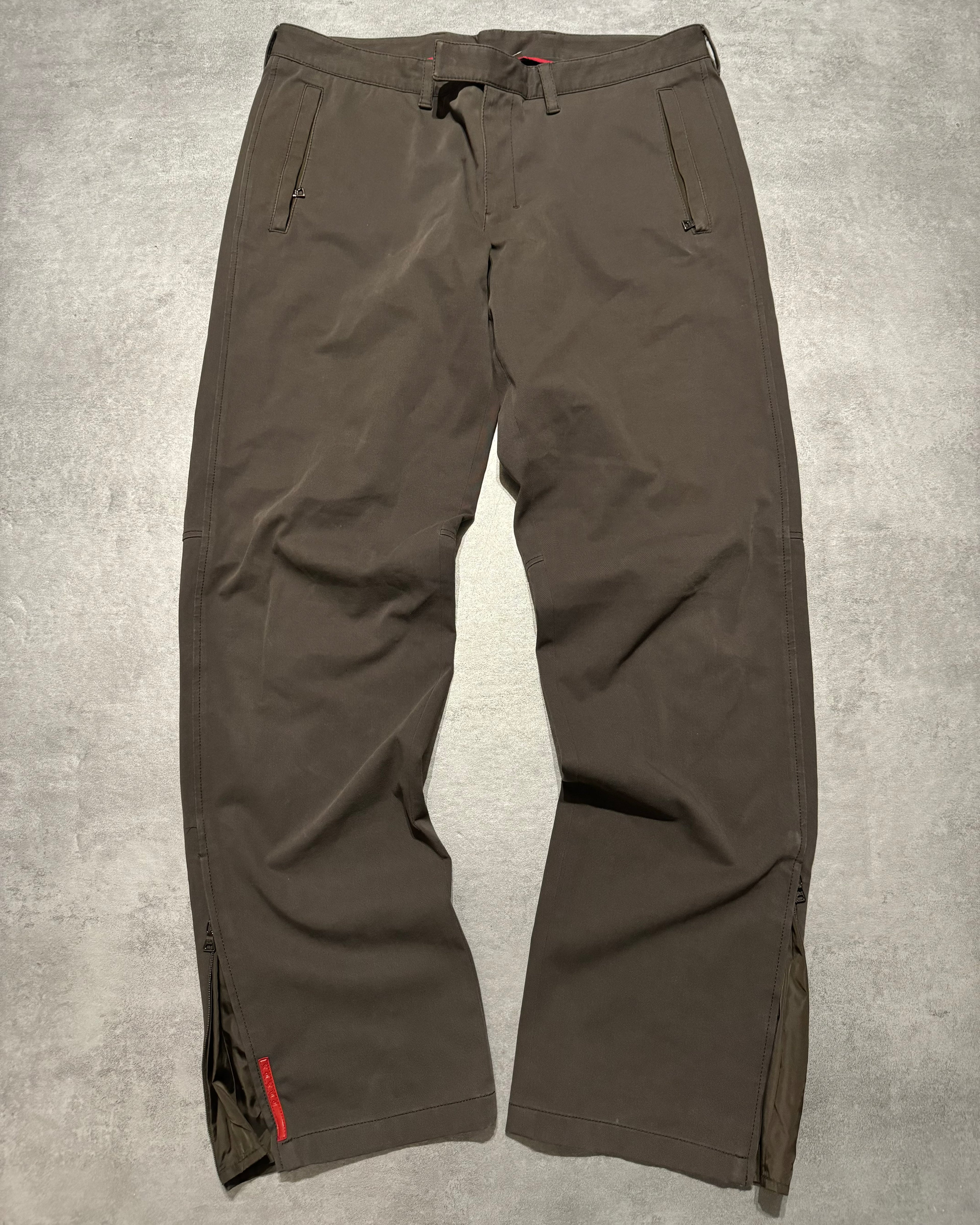 2000s Prada Tactical Linea Rossa Brown Pants (L) - 1