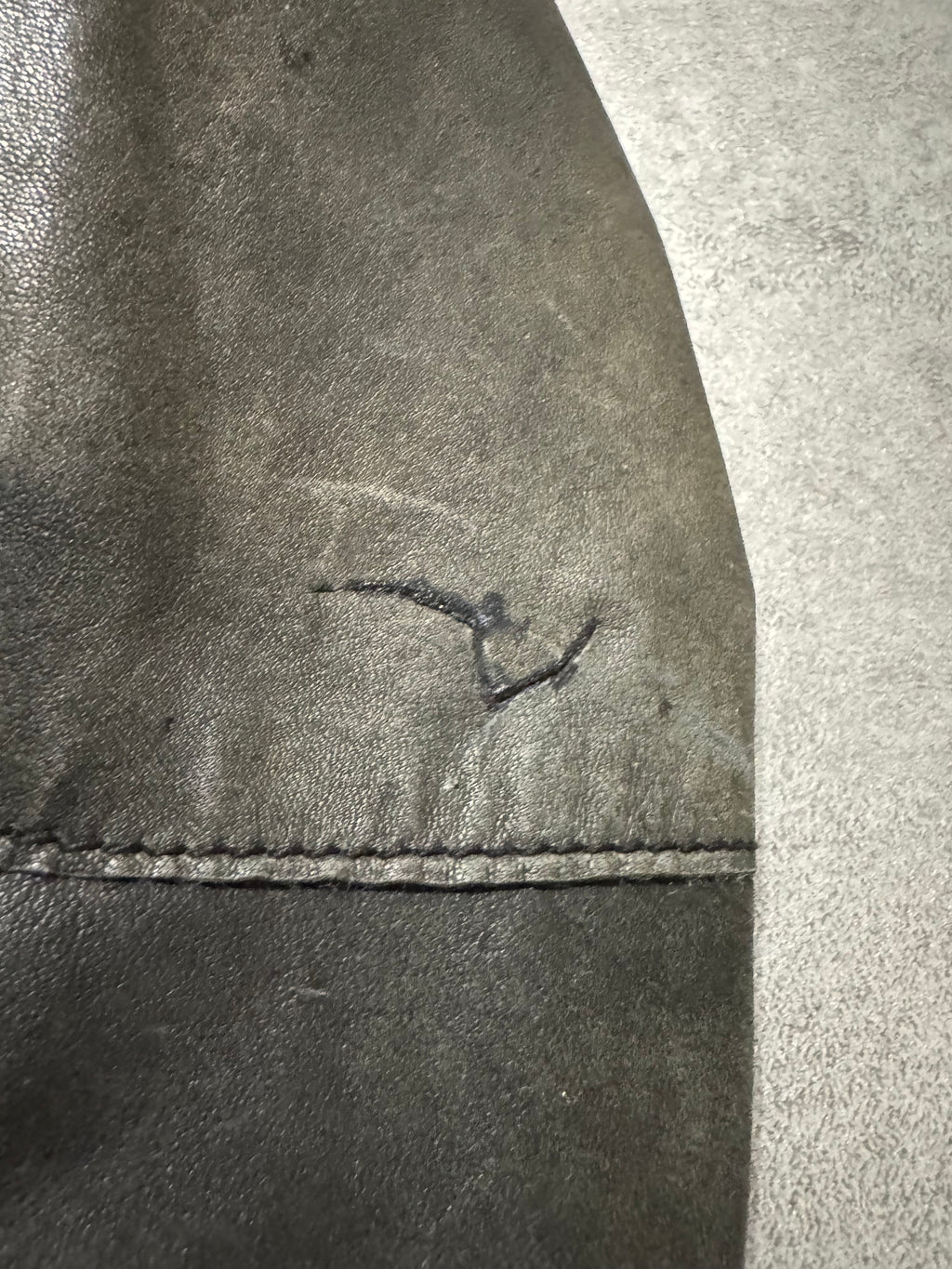 SS2008 Emporio Armani Hooded Faded Leather Black Jacket