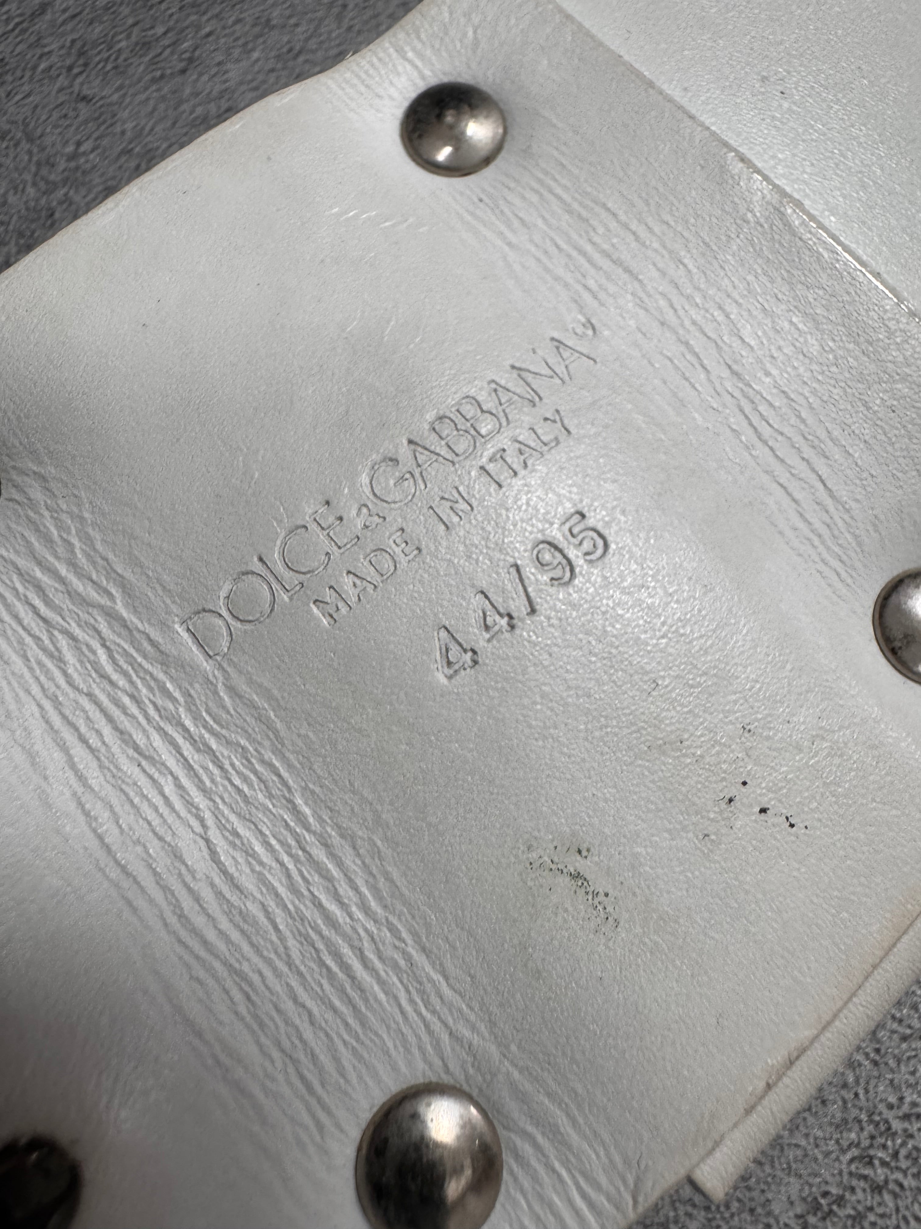 2000s Dolce & Gabbana Bullet Studded White Leather Belt