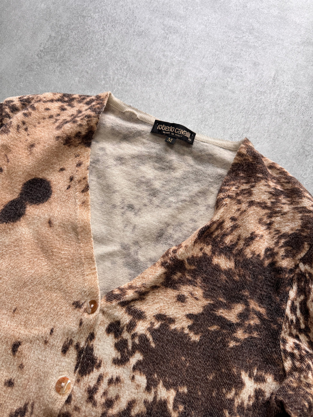 FW1999 Roberto Cavalli Cow Tornado Wool Cardigan Sweater