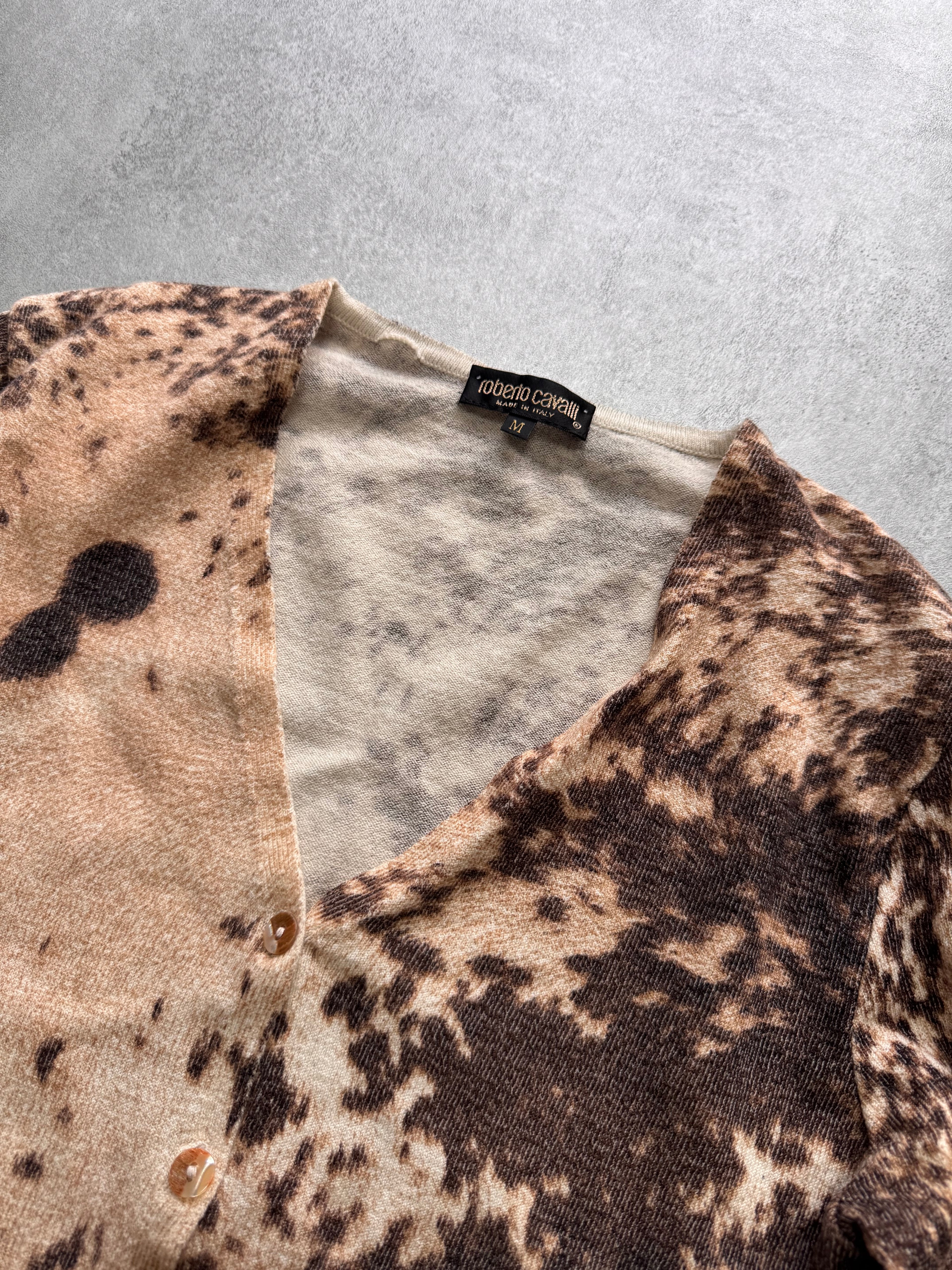 FW1999 Roberto Cavalli Cow Tornado Wool Cardigan Sweater