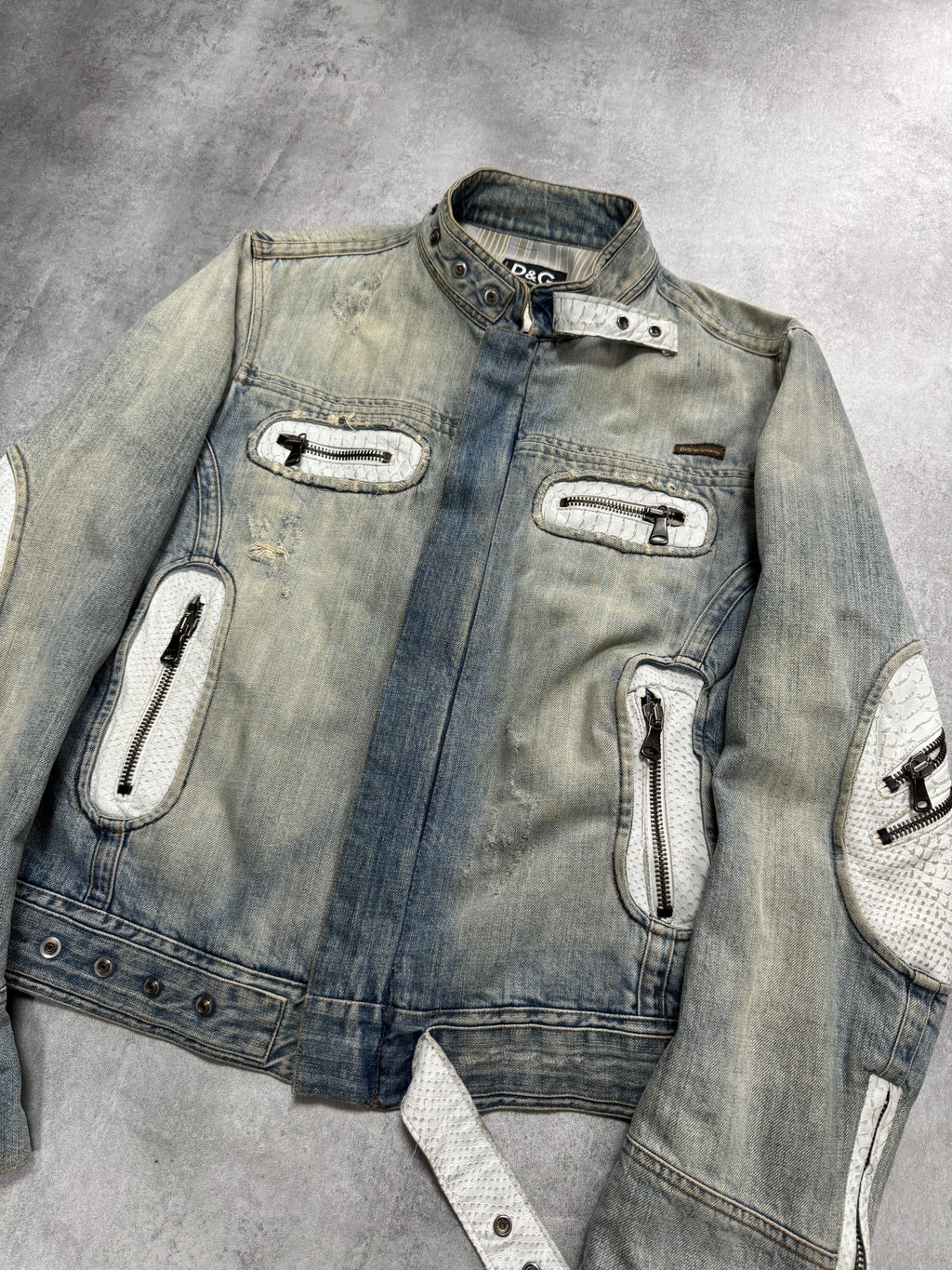 SS2005 Dolce & Gabbana Apocalyptic Biker Denim Jacket
