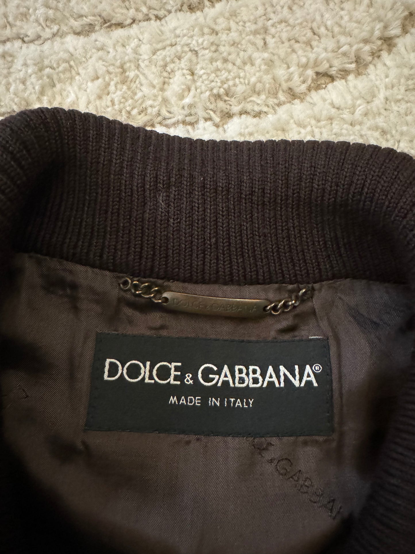 AW04 Dolce & Gabbana Utility Detachable Leather Bomber Jacket (M)