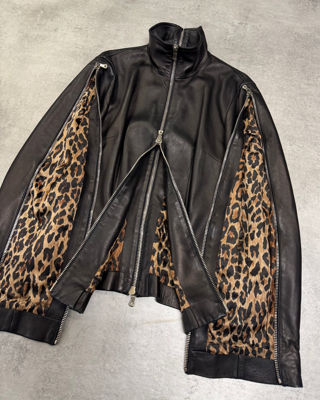 SS2003 Dolce & Gabbana Sexy Biker Multi-Zip Leather Jacket (XS/S)