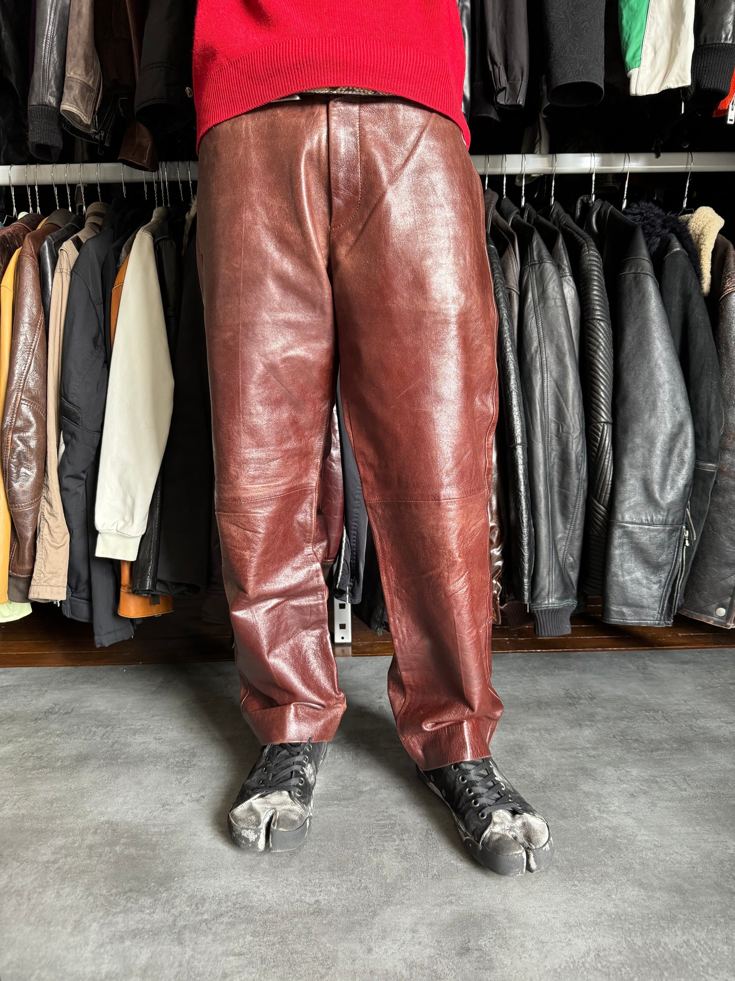 Dries Van Noten Brown Leather Pants  (M) - 2