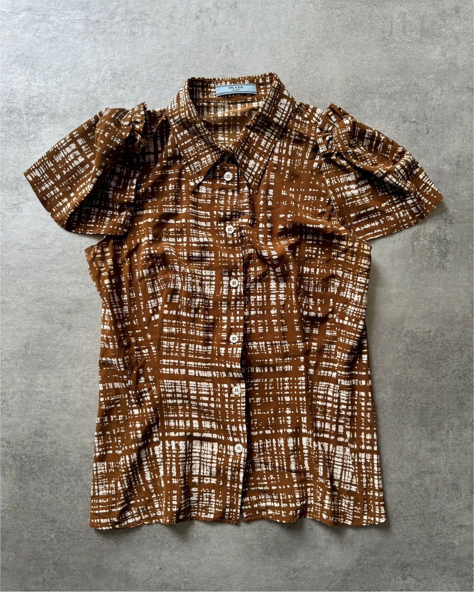 SS1996 Prada Silk Brown Blouse Shirt (XS) - 1