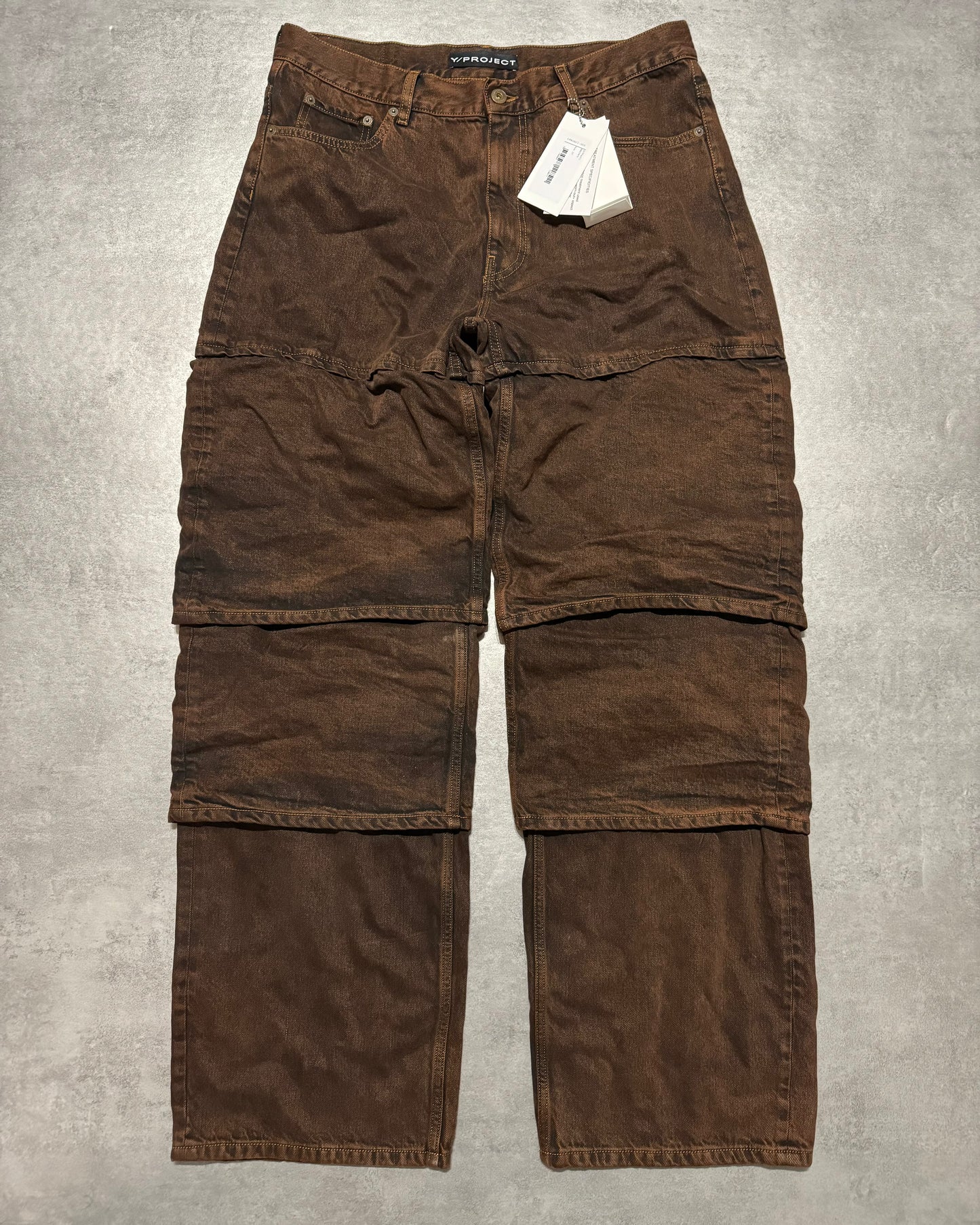 SS2024 Y/Project Brown Faded Superposed Extra Denim Jeans  (L/XL) - 1