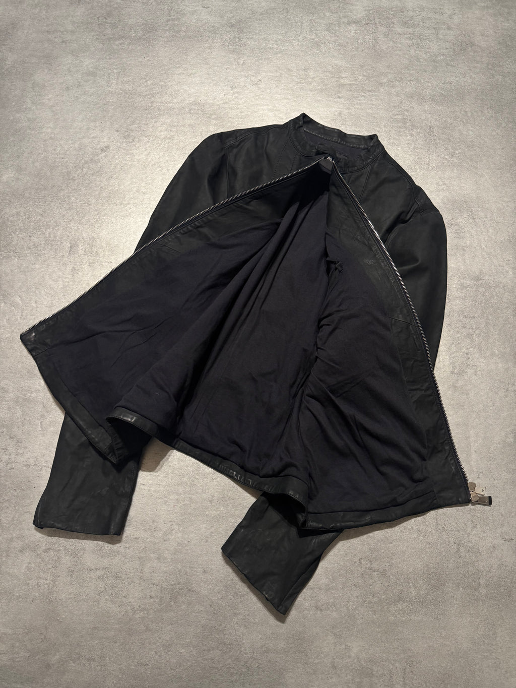 SS2014 Emprio Armani Elevated Black Leather Jacket