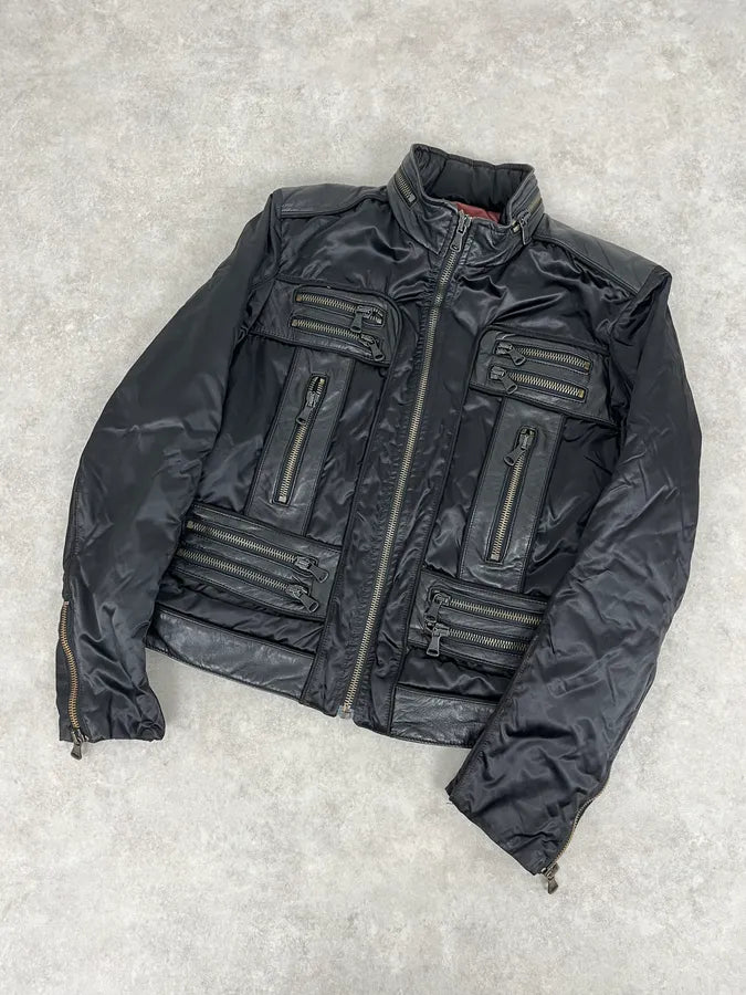 AW2007 Dolce & Gabbana Black Hybrid Nylon Leather Jacket MsADgmT 5