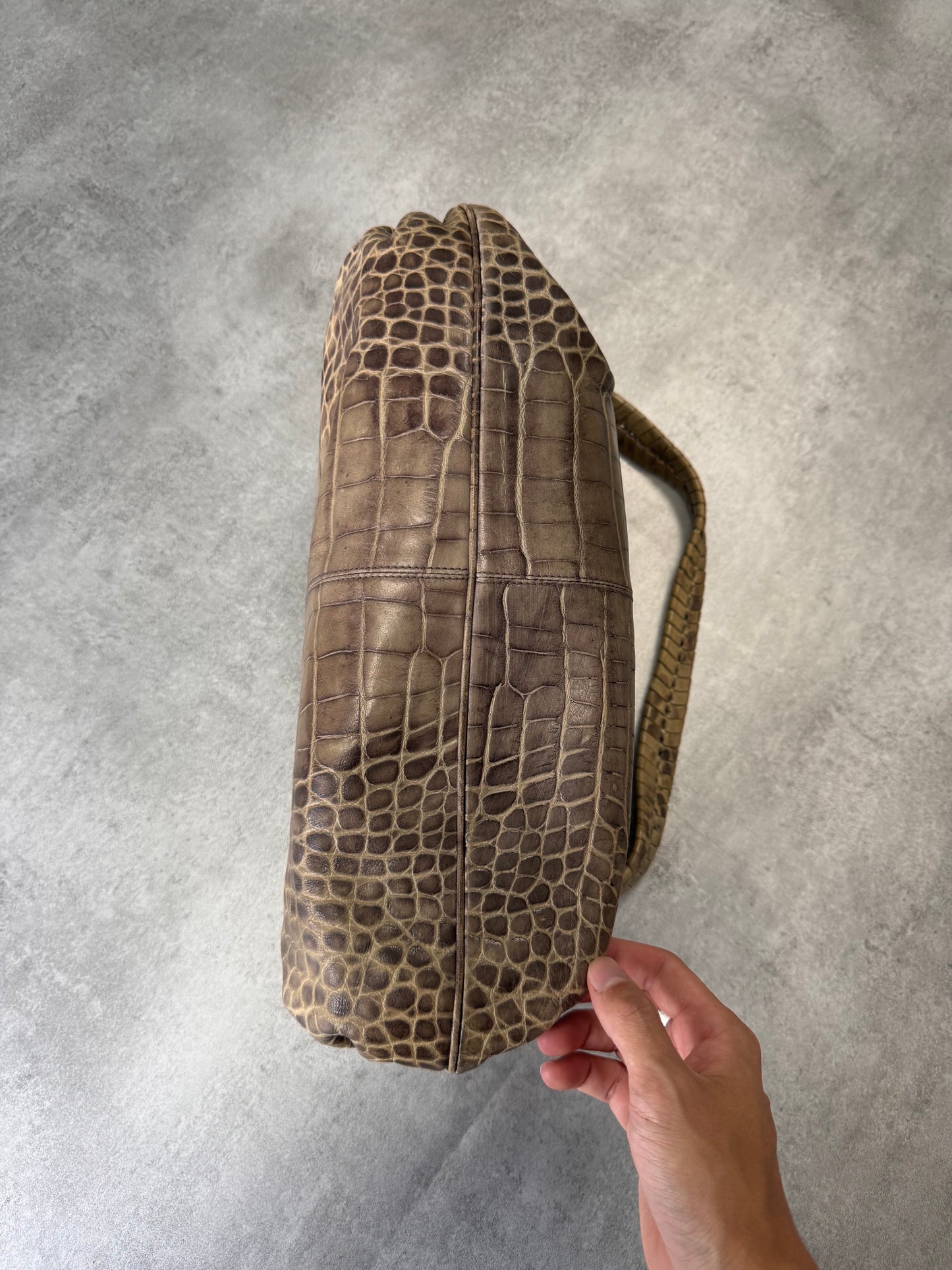 Giorgio Armani Natural Crocodile Effect Leather Bag (OS)