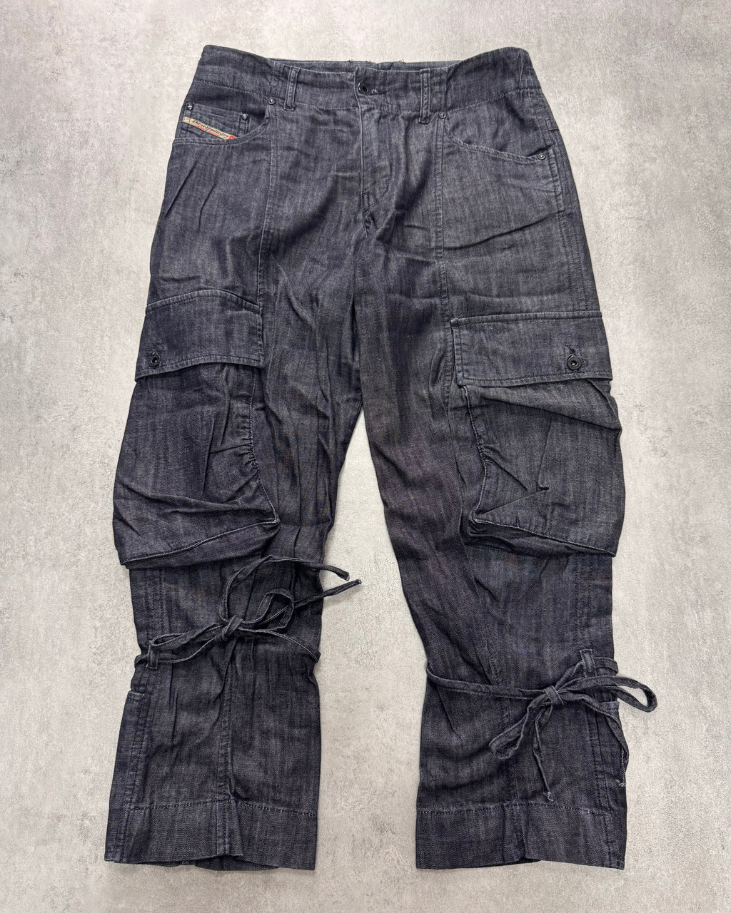 2000s Diesel Cargo Dark Navy Denim Cropped Jeans