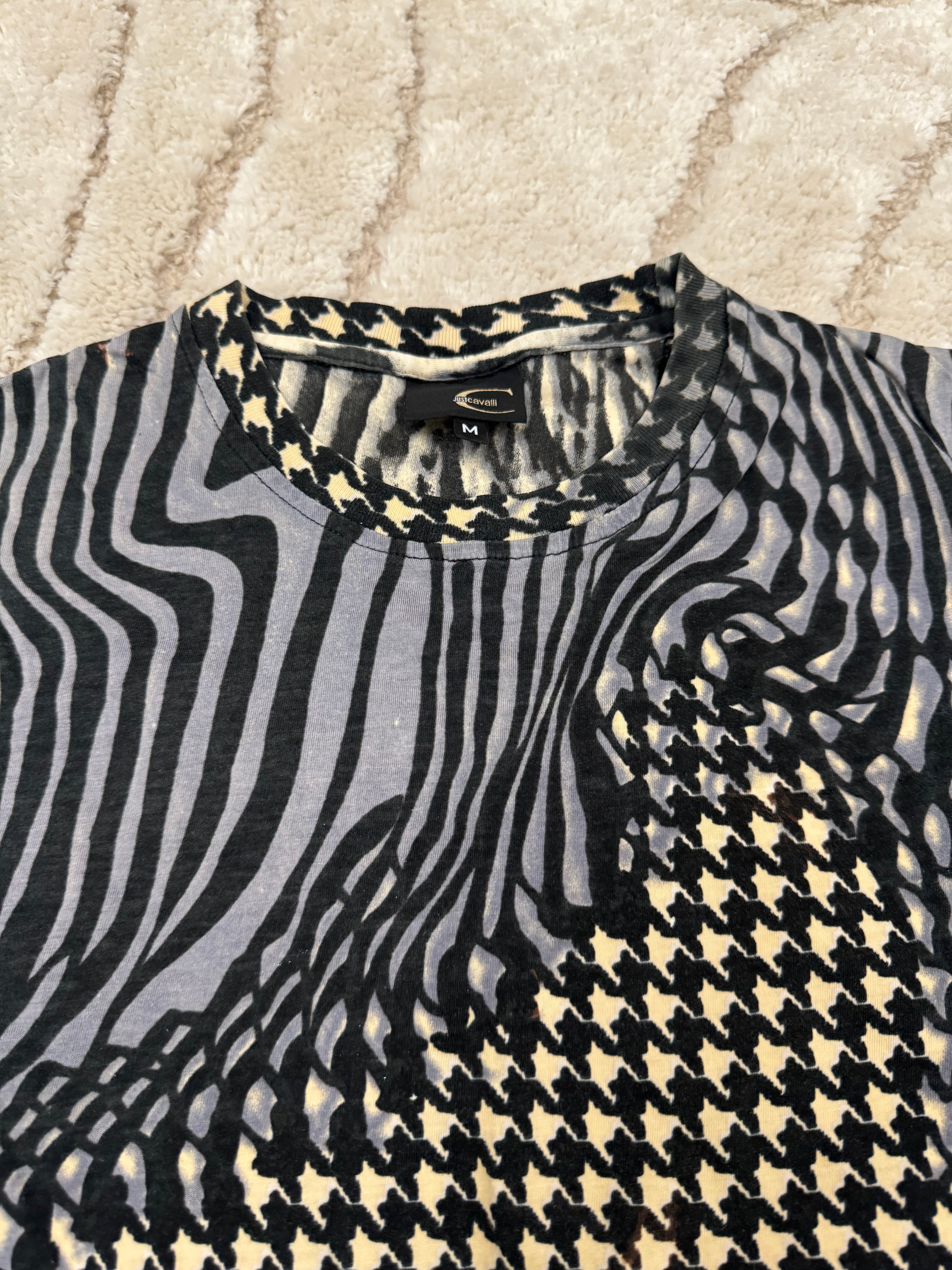 SS2001 Cavalli Psychedelic Houndstooth Tee