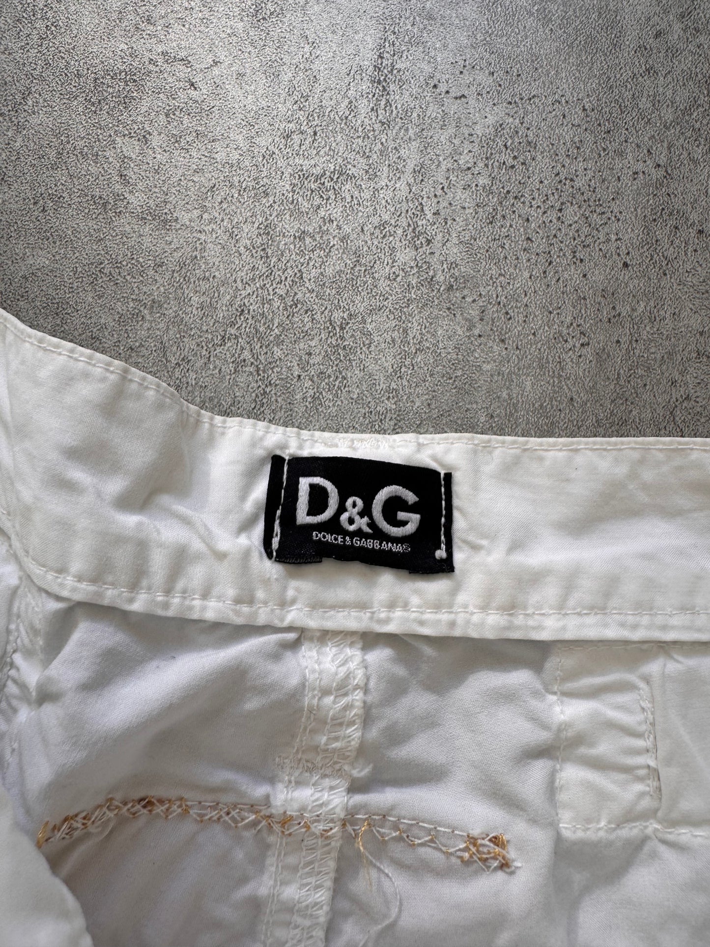 SS2004 Dolce & Gabbana Soft White Cargo Flared Pants (S)