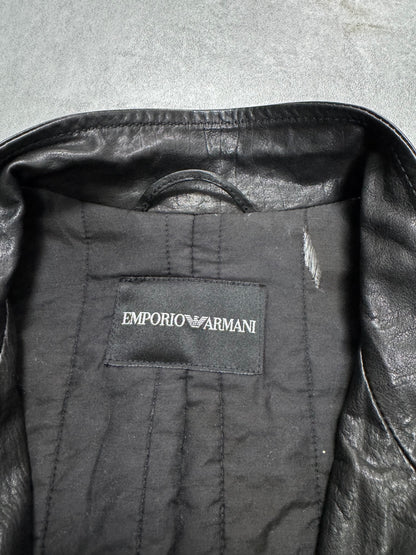 AW2007 Emporio Armani Agent Black Leather Jacket (M)