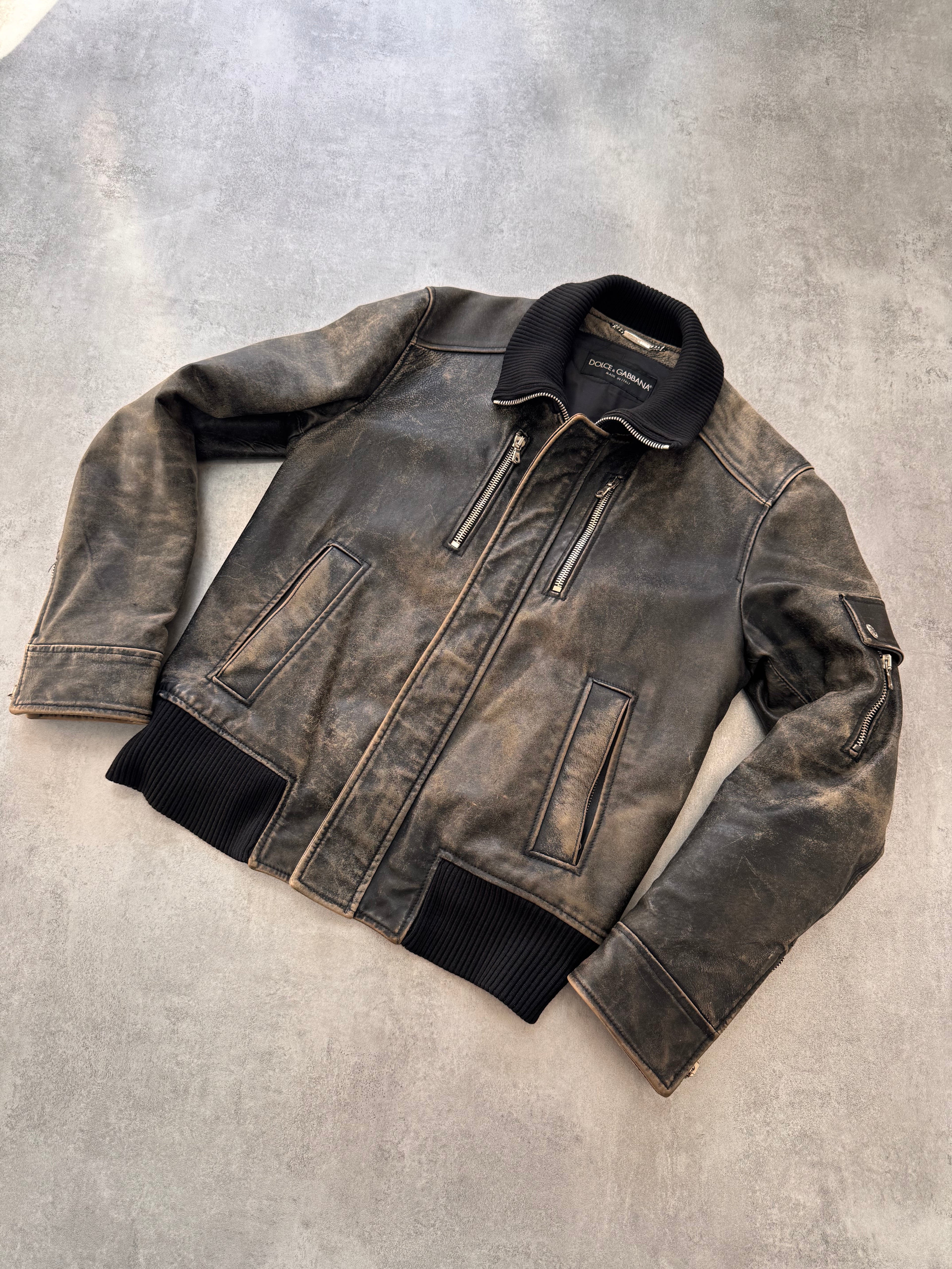 AW2003 Dolce & Gabbana Aged Horse Leather Jacket