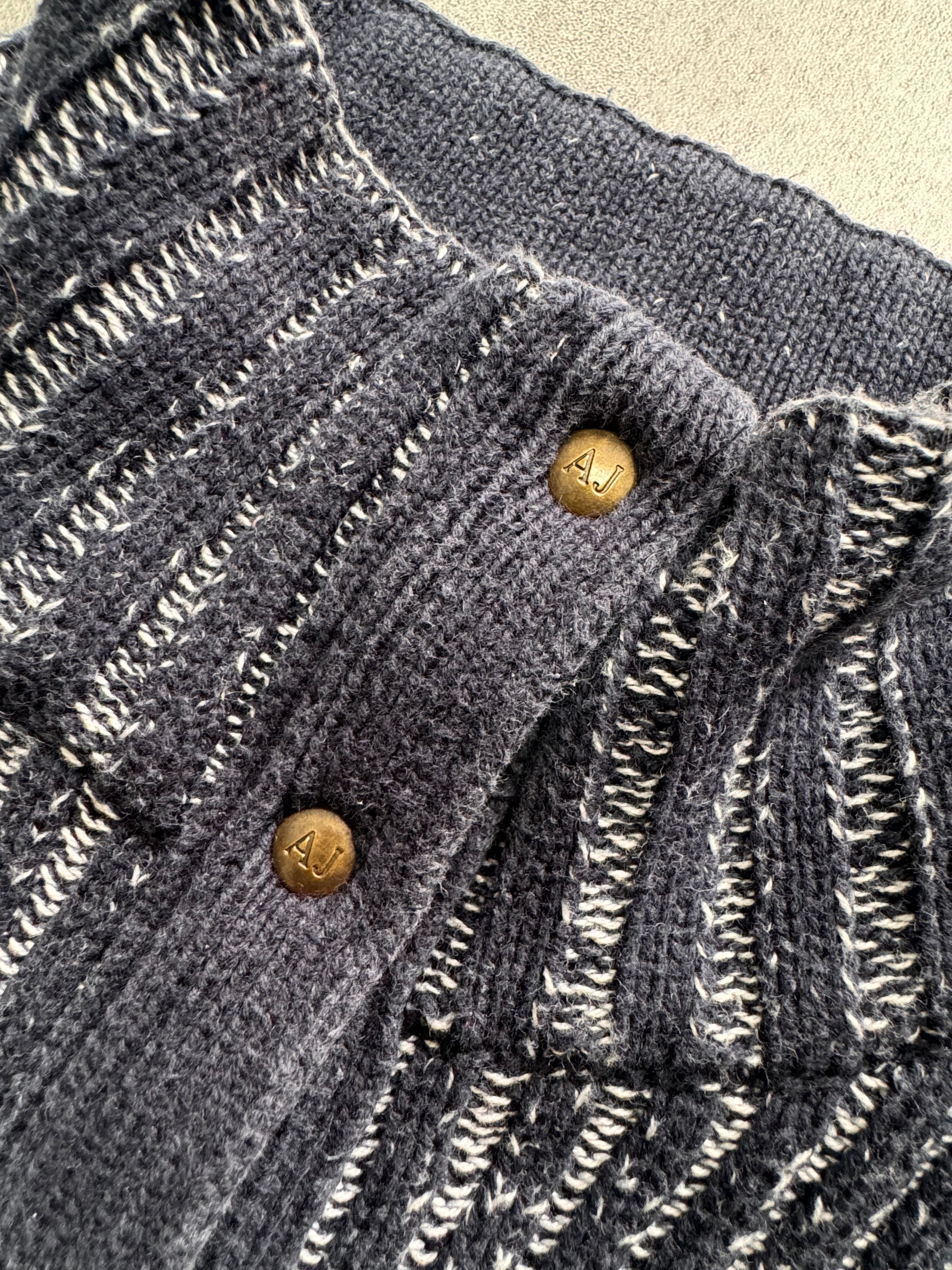 Armani Blue Knitted Buttoned Sweater (S/M)