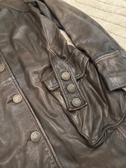 2000s Jean Paul Gaultier Army Faded Leather Trench (S/M)