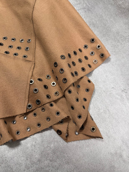 Roberto Cavalli Asymmetrical Studded Beige Dress (XS)