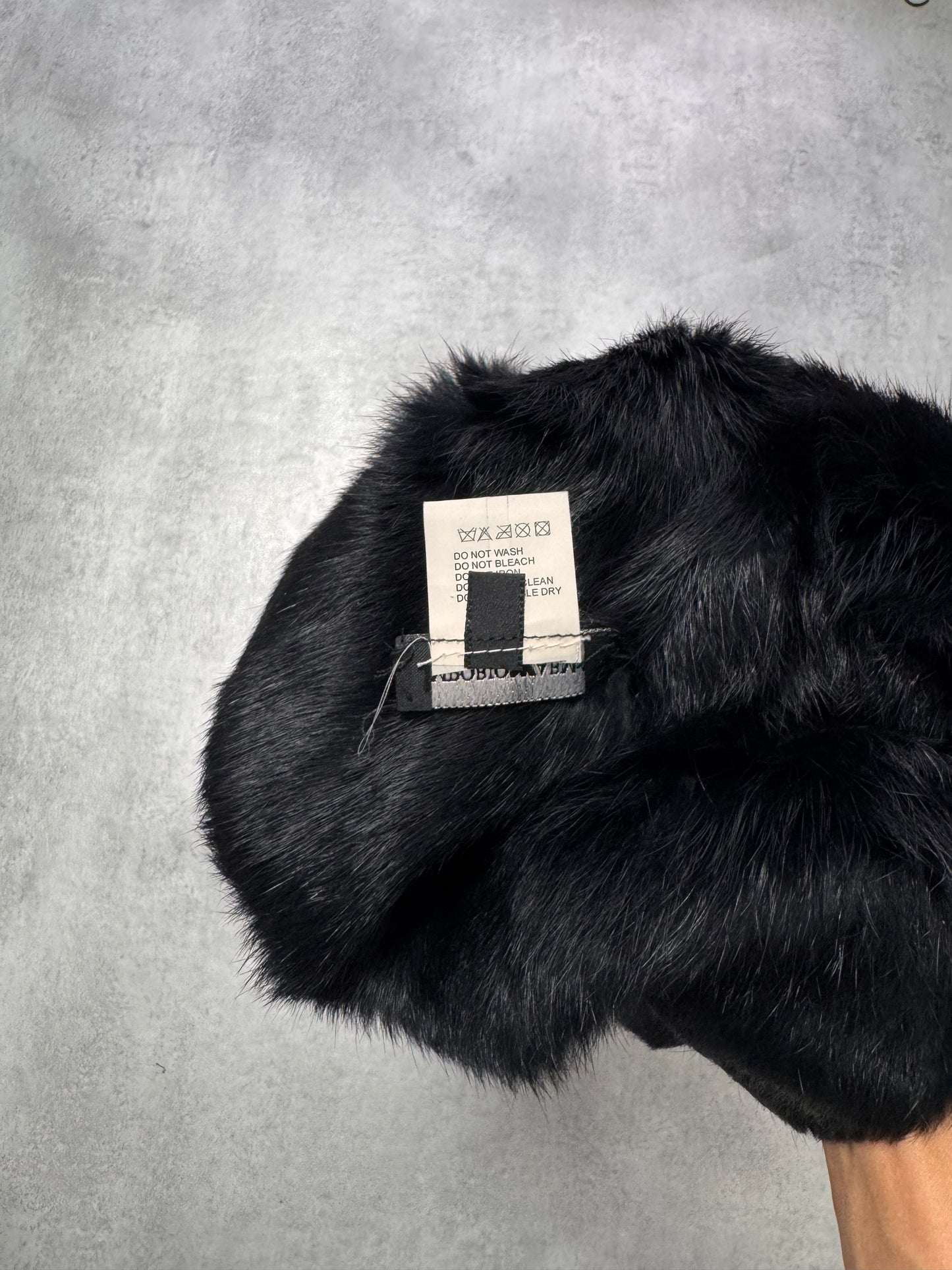 2010s Emporio Armani Black Rabbit Fur Chapka (OS)