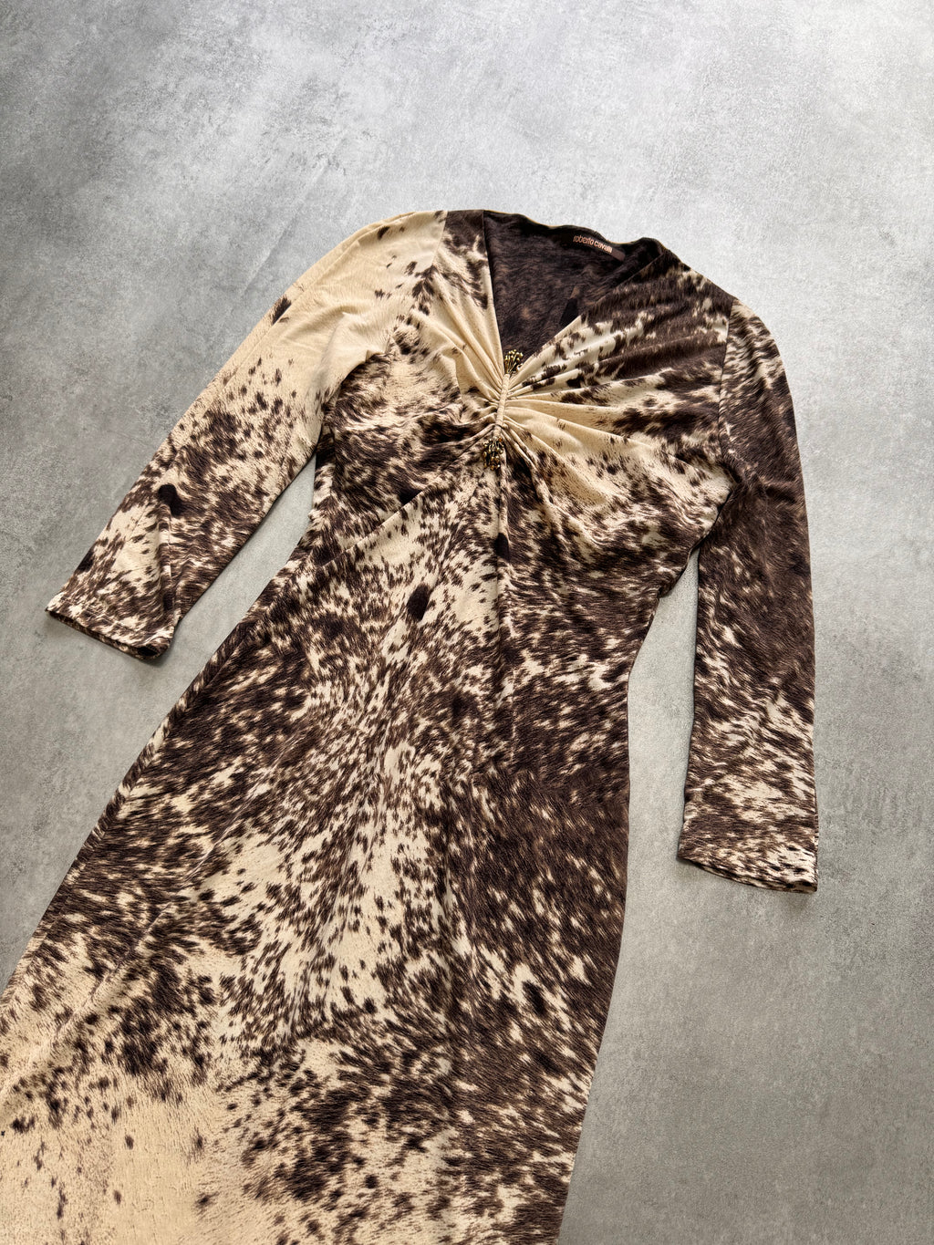 Roberto Cavalli Furry Cowprint Movement Dress