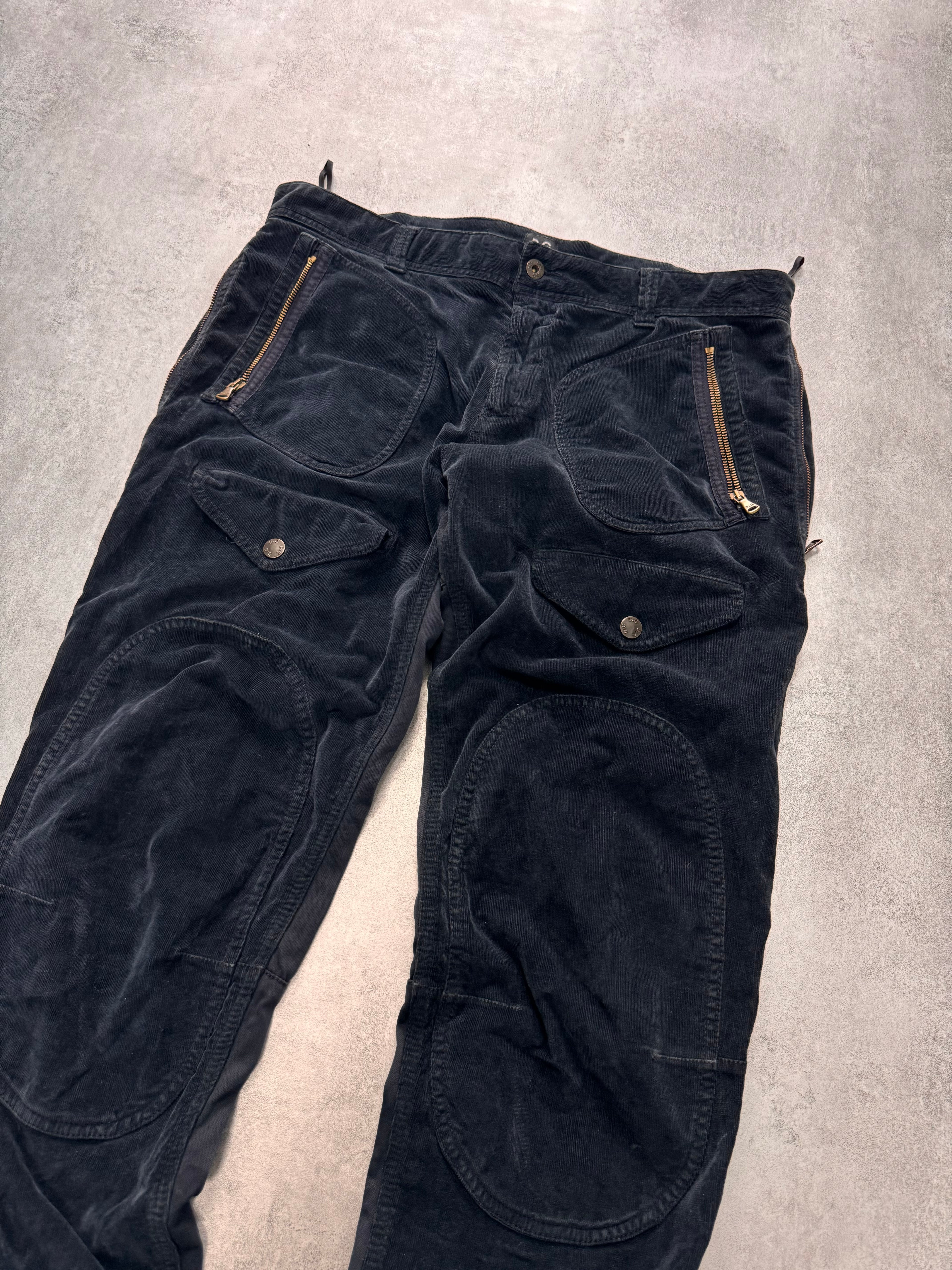 2010s Dolce & Gabbana Navy Hybrid Velvet Cargo Pants