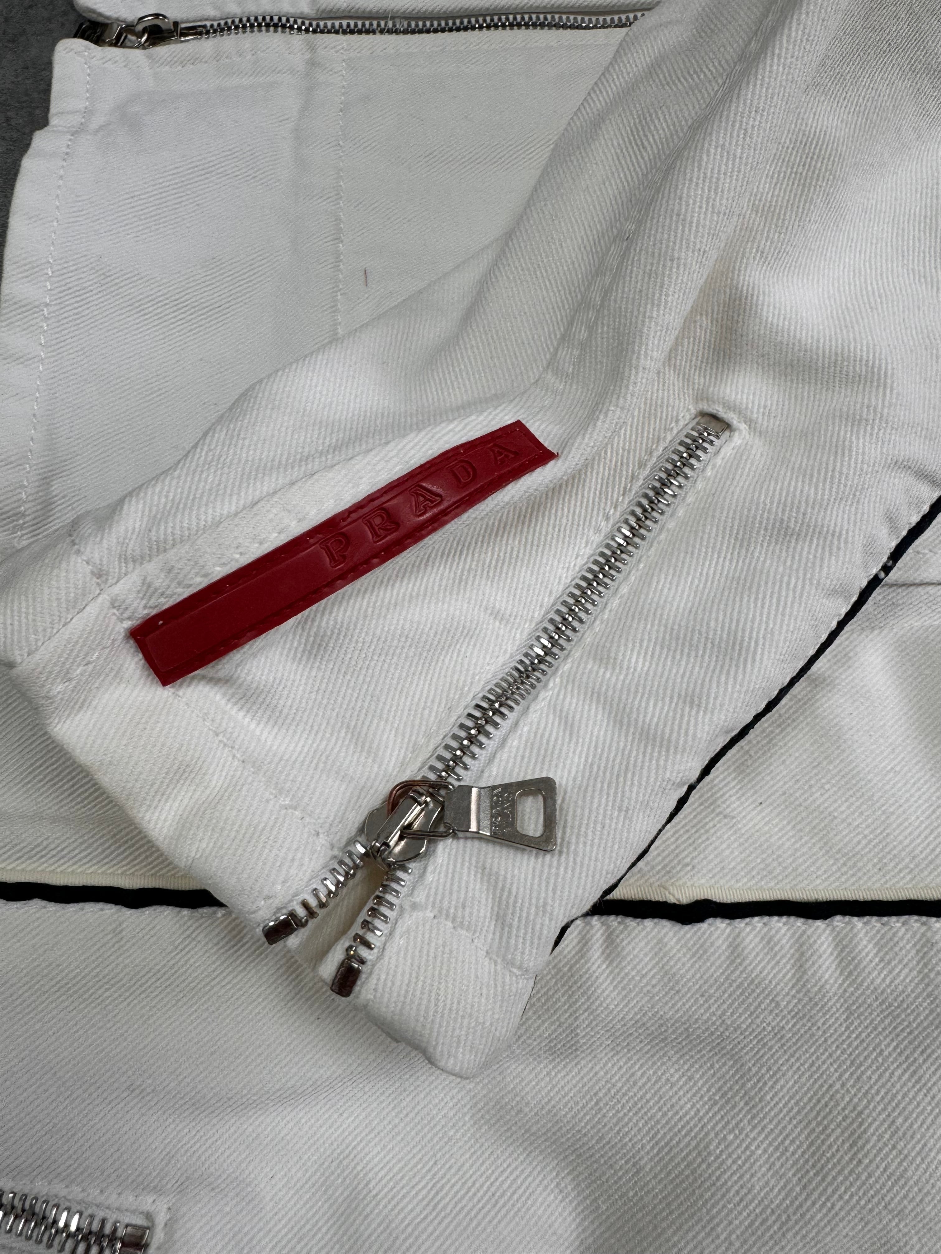 2000s Prada Luna Rossa White Biker Jacket