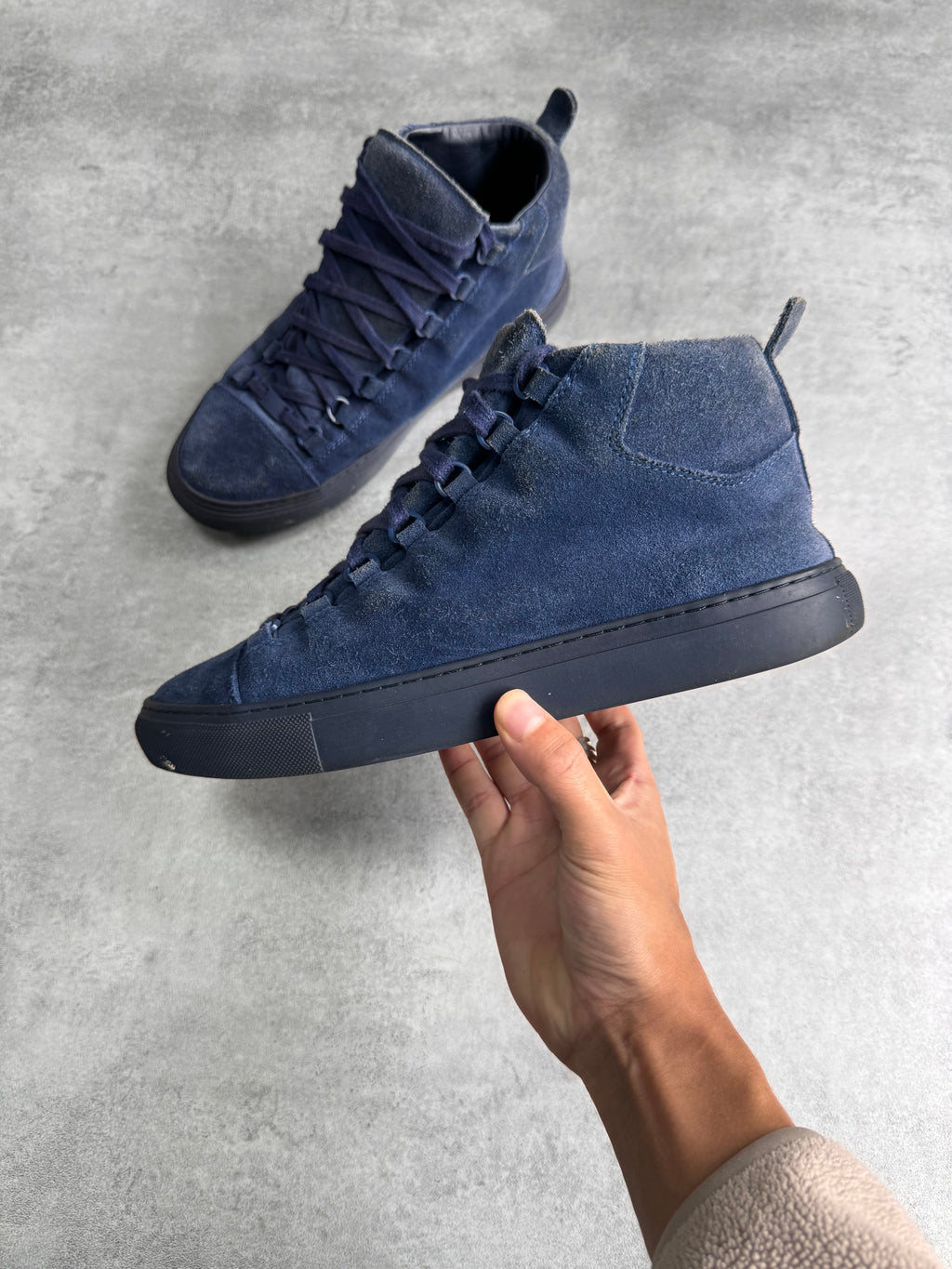 Balenciaga Arena High Blue Suede Leather Sneakers