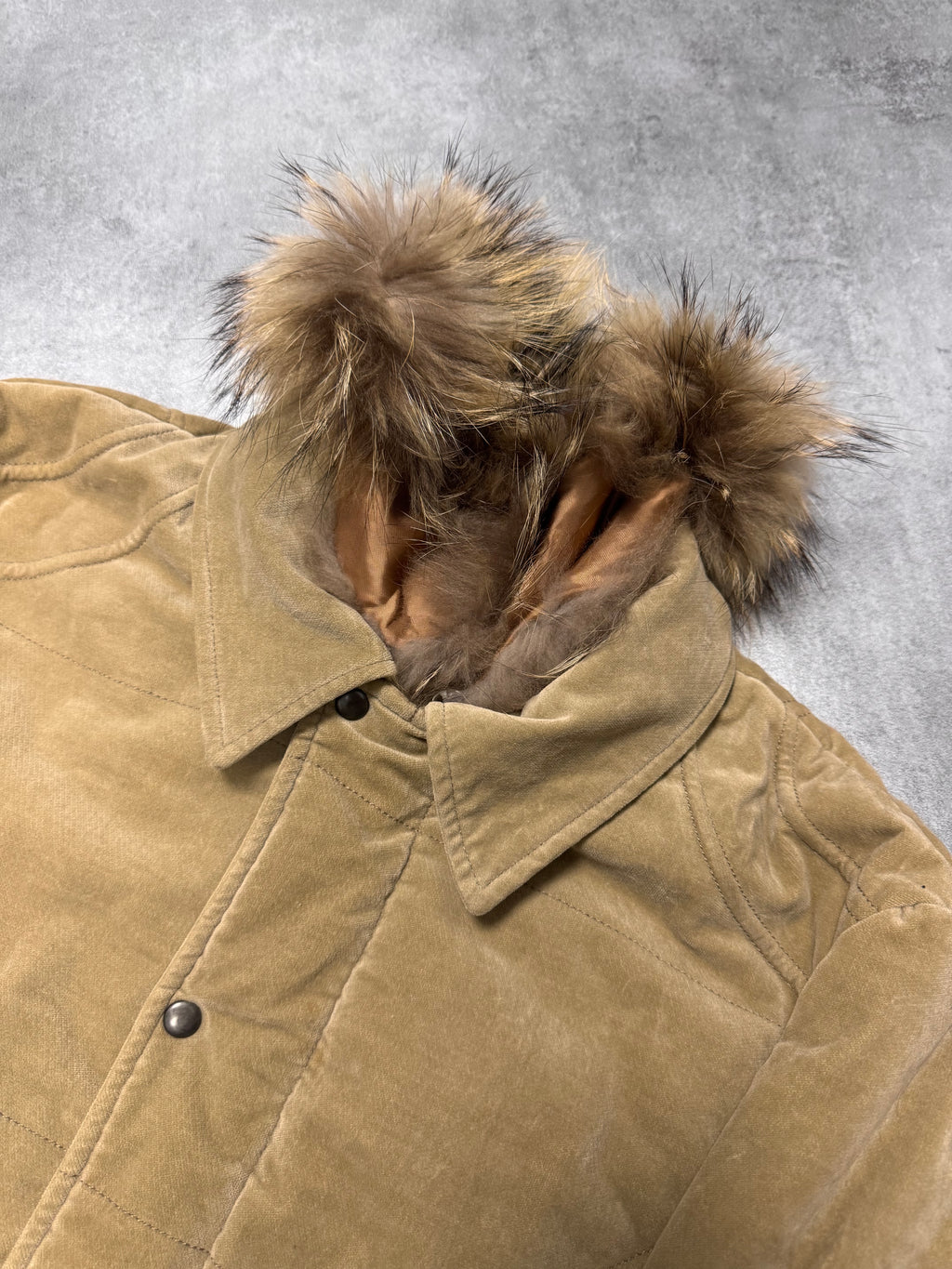 2000s Cavalli Fur Collar Beige Bomber Jacket