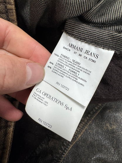 2000s Armani Brown Aged Leather Jacket (S)