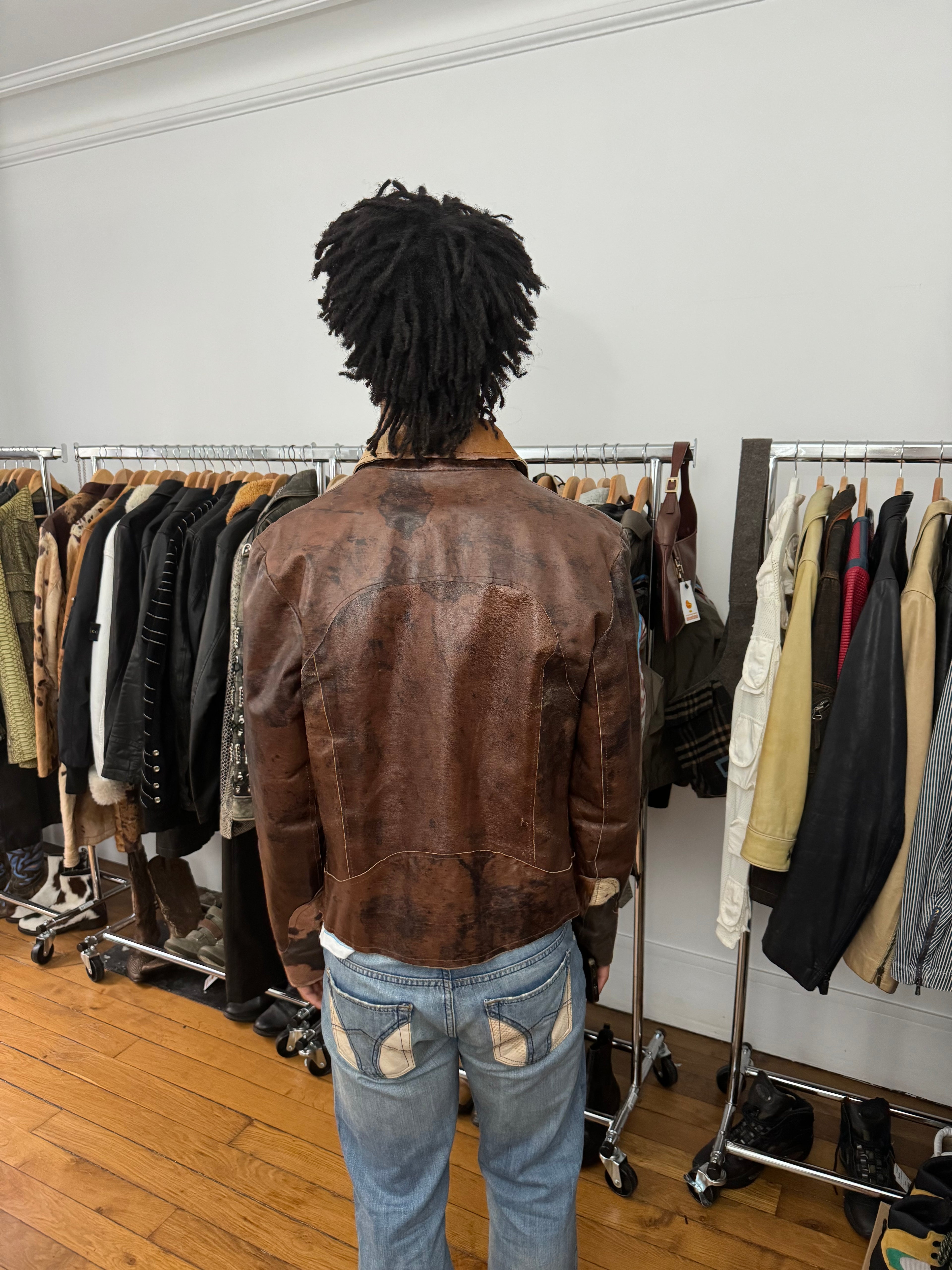 2000s Imperial Brown Fur Leather Cow Jacket