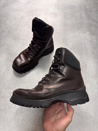 FW1999 Prada Brown Leather Hiking Boots (40eu/us7)