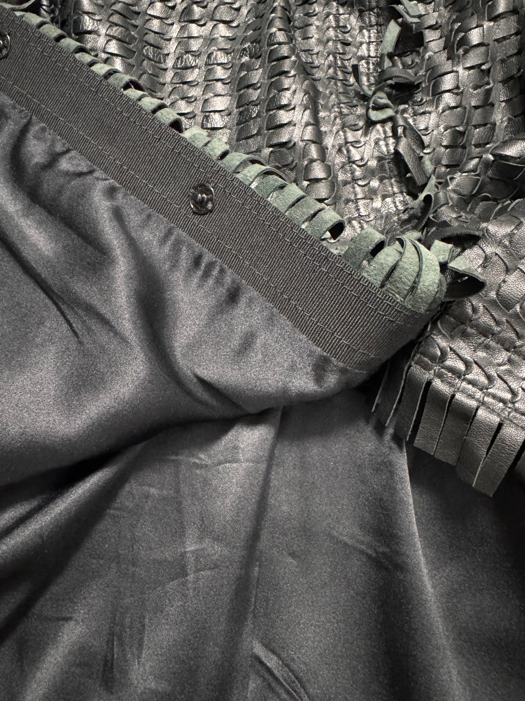 2000s Dolce & Gabbana Woven Black Leather Jacket