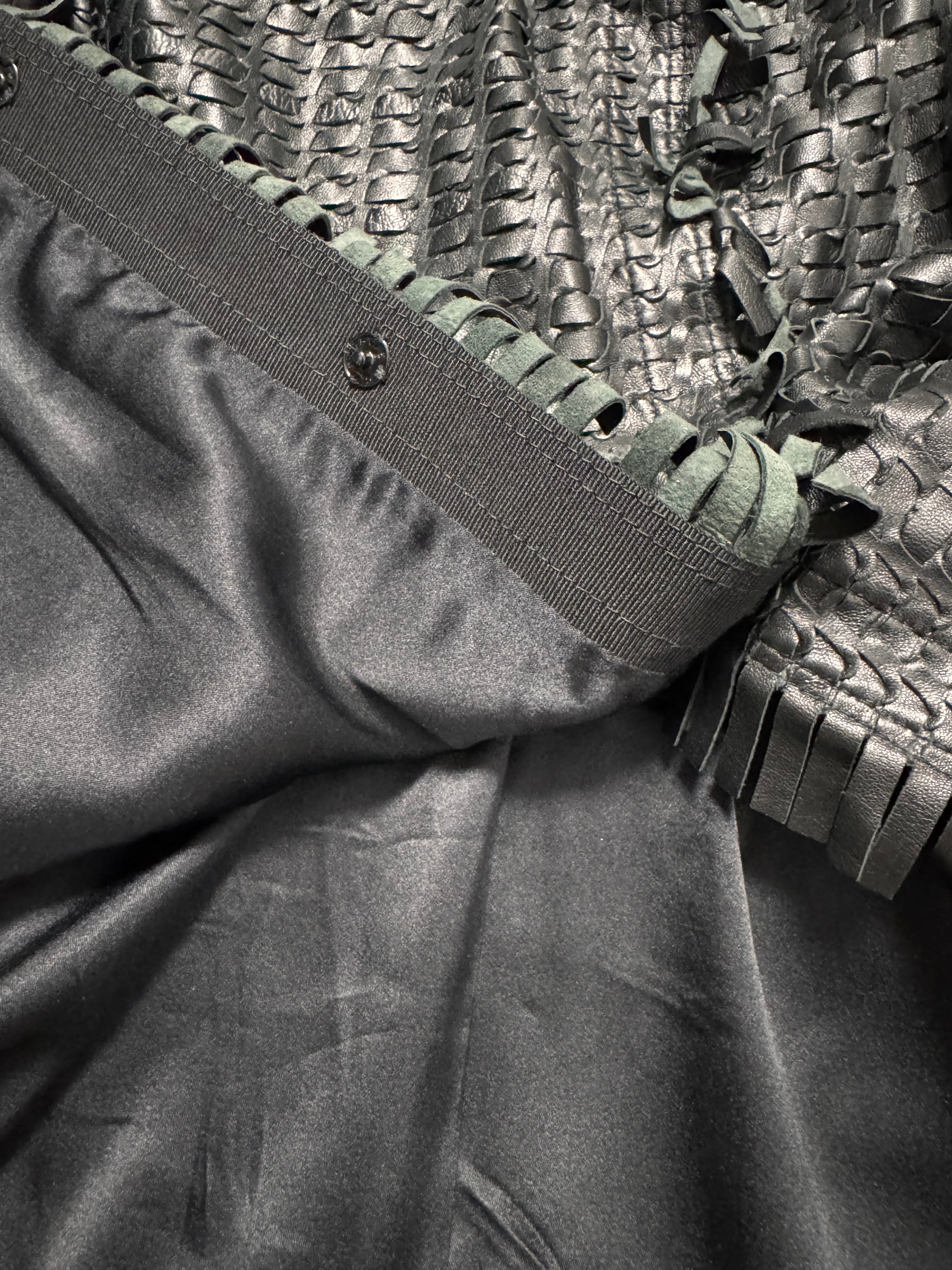 2000s Dolce & Gabbana Woven Black Leather Jacket