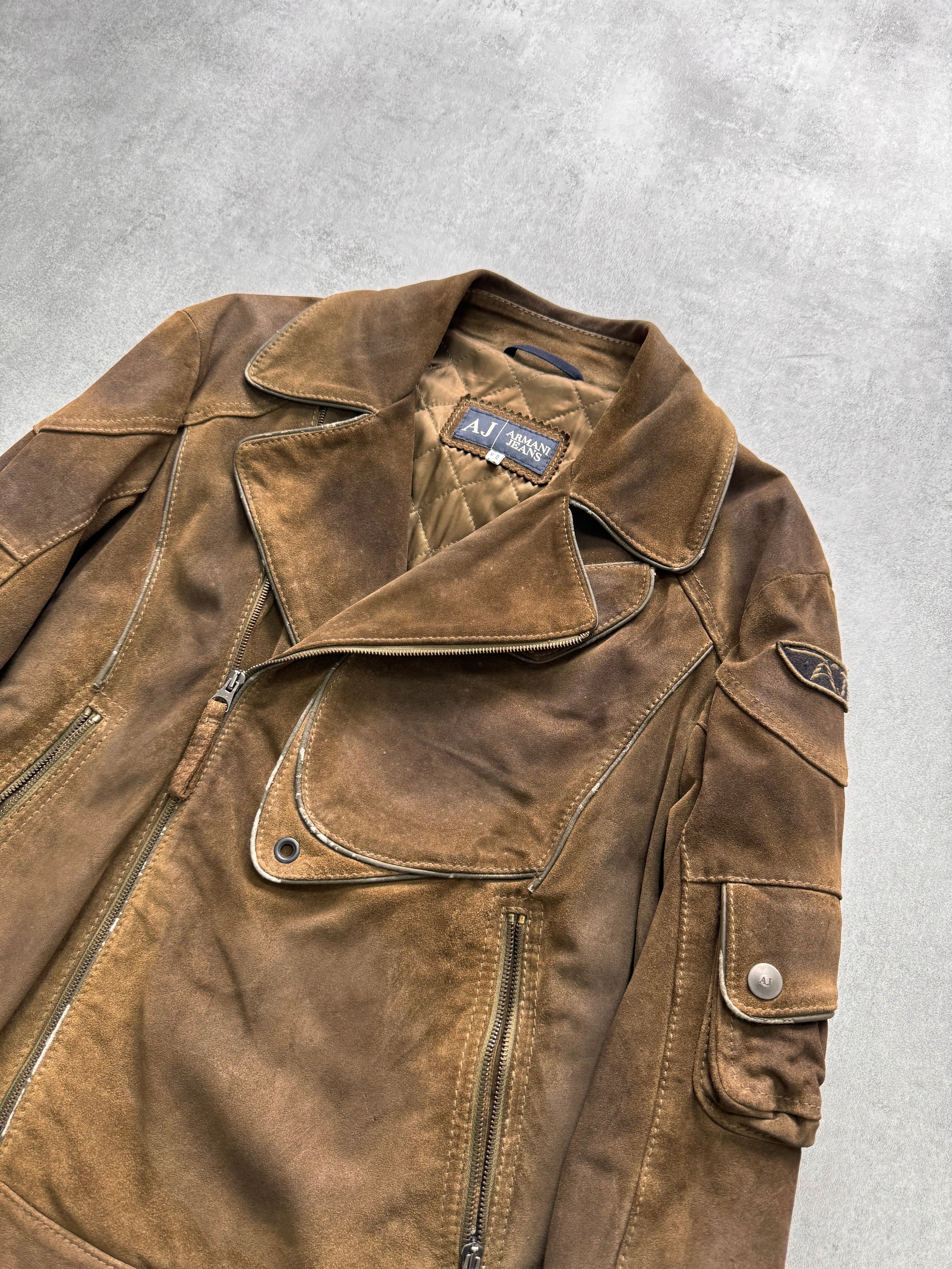 2000年代 アルマーニ テクニカル アビエイター レザー ジャケット (M)